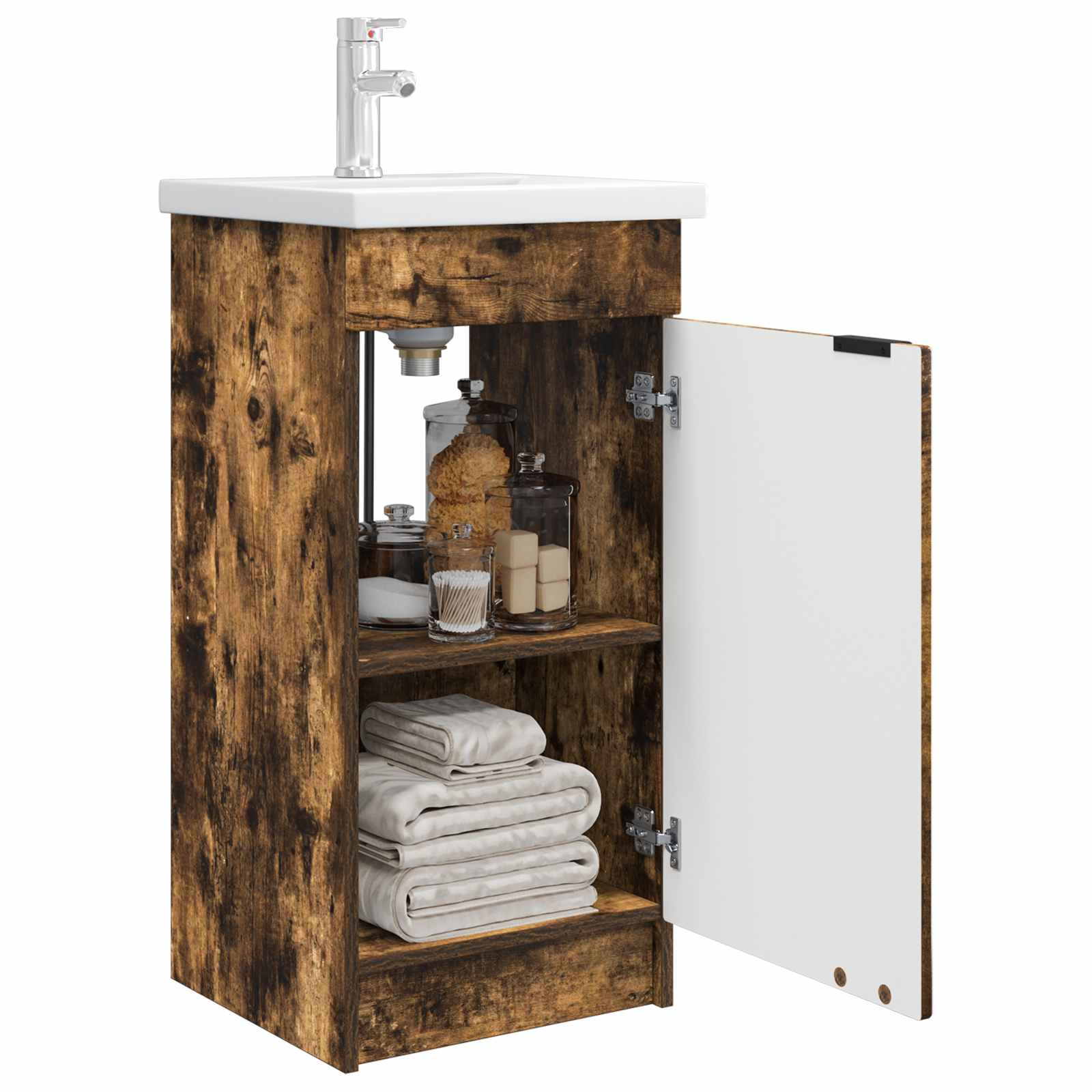 Meuble de salle de bain avec évier Chêne fumé 42 x 40 x 84,5 cm