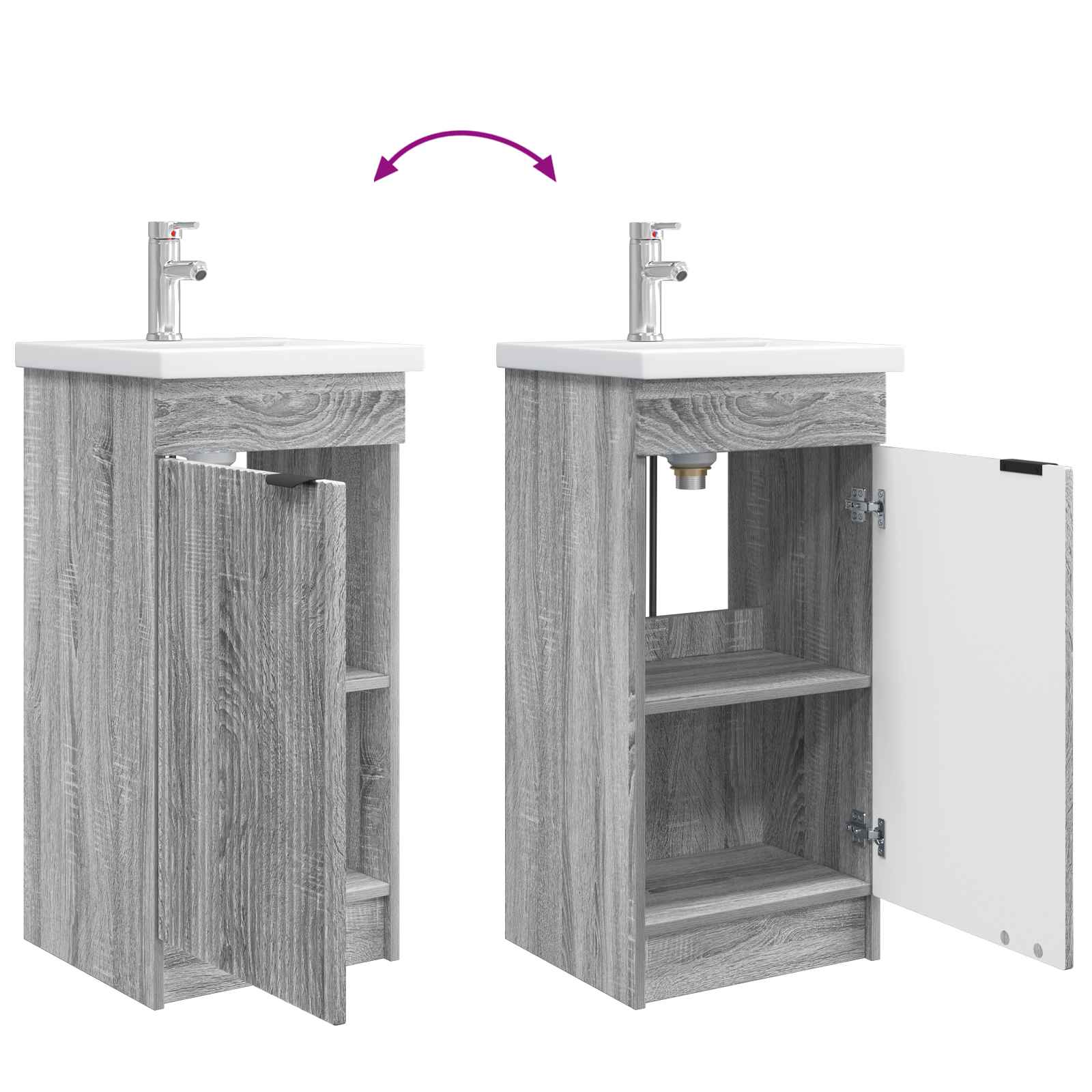Meuble de salle de bain avec évier Sonoma gris