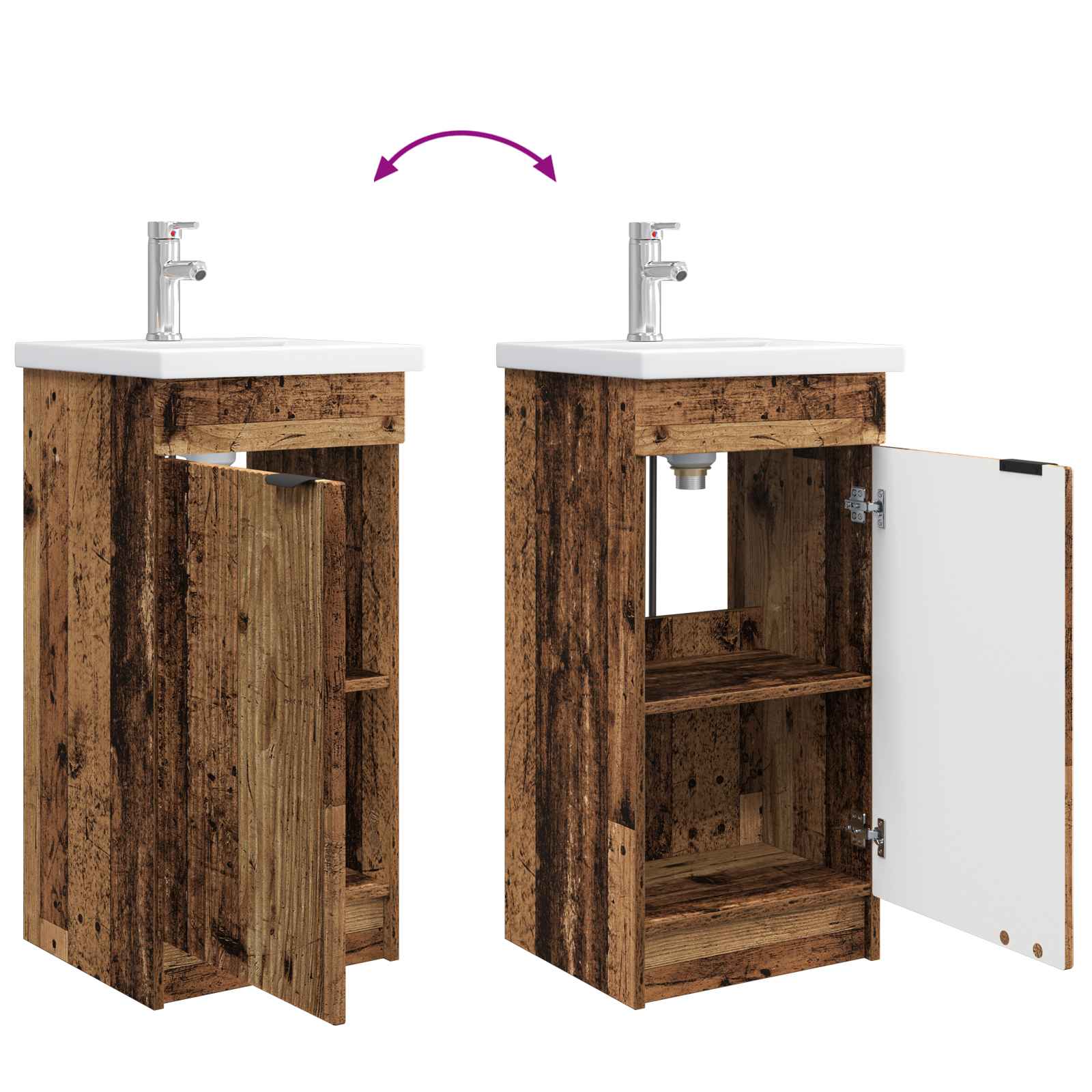 Meuble de salle de bain avec évier Bois ancien