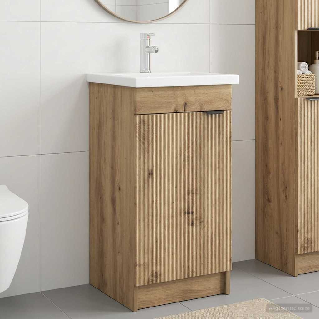Meuble de salle de bain avec évier Chêne artisanal