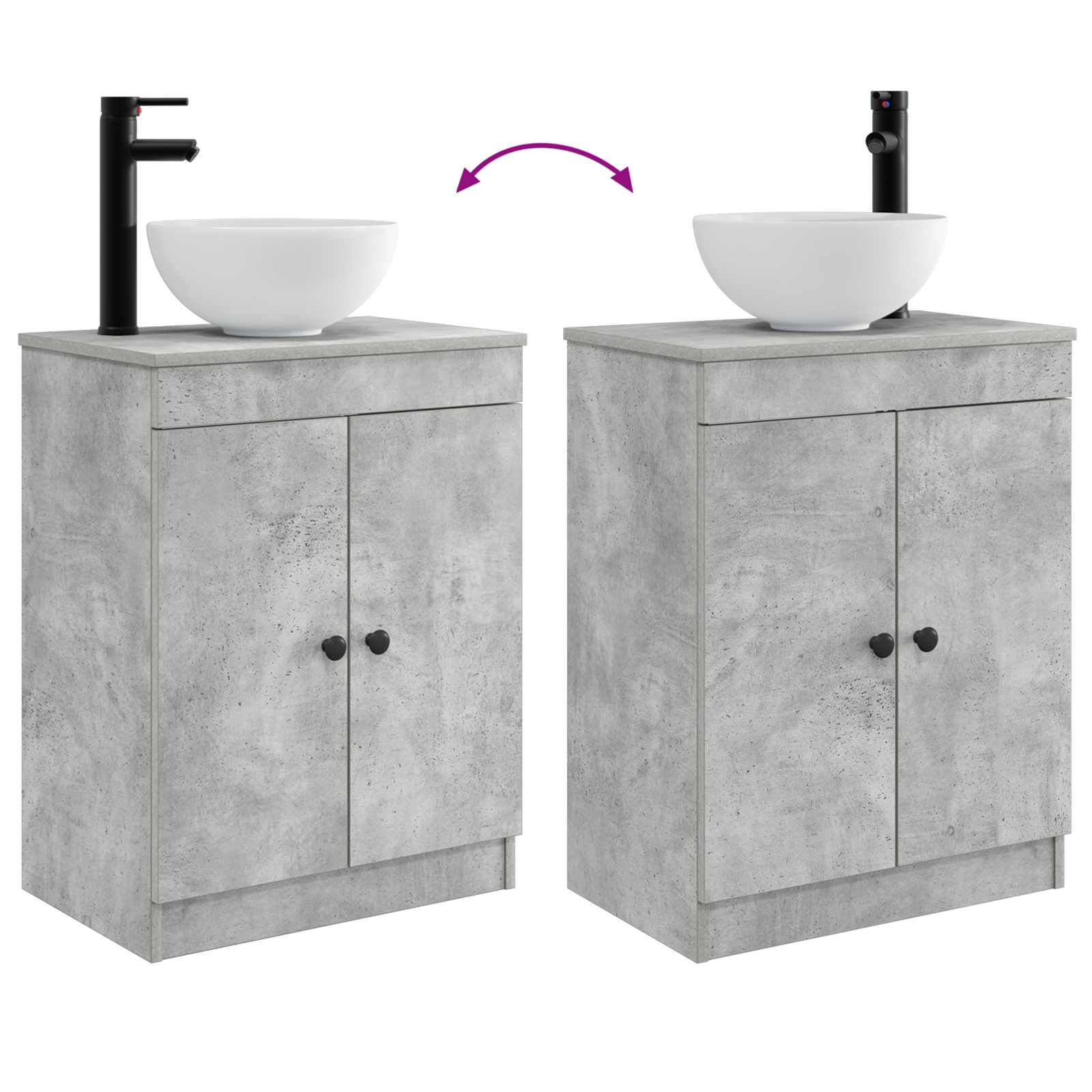 Meuble de salle de bain avec évier Gris béton 54 x 35 x 83 cm