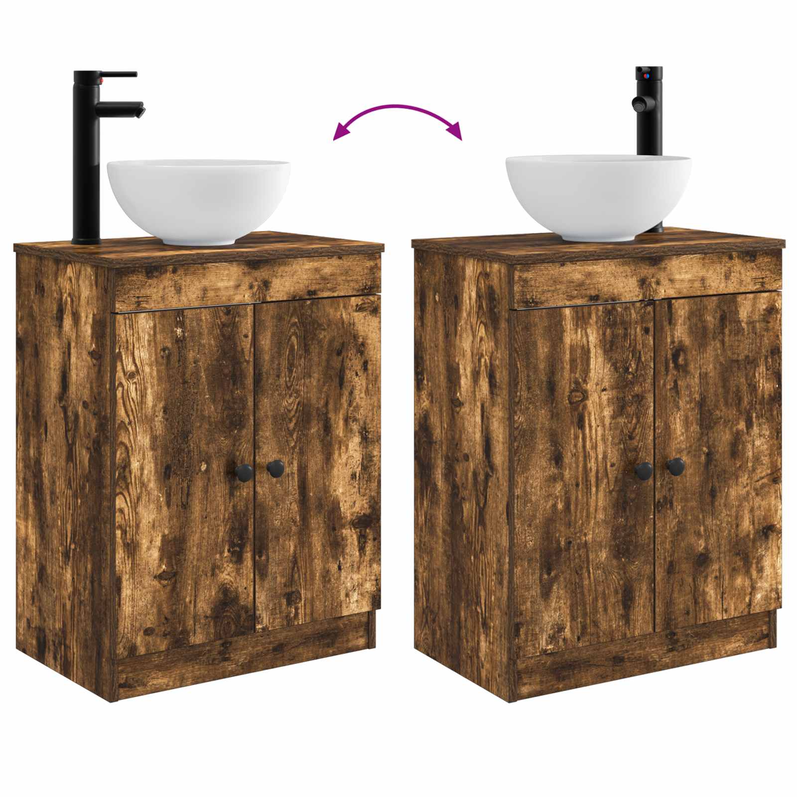 Meuble de salle de bain avec évier Chêne fumé 54 x 35 x 83 cm