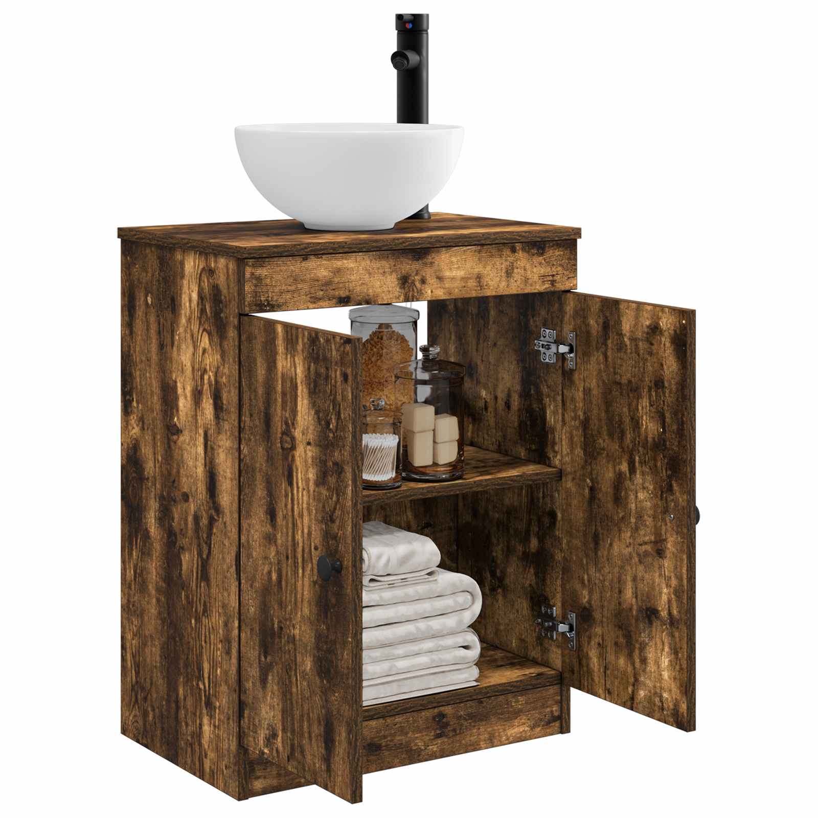 Meuble de salle de bain avec évier Chêne fumé 54 x 35 x 83 cm
