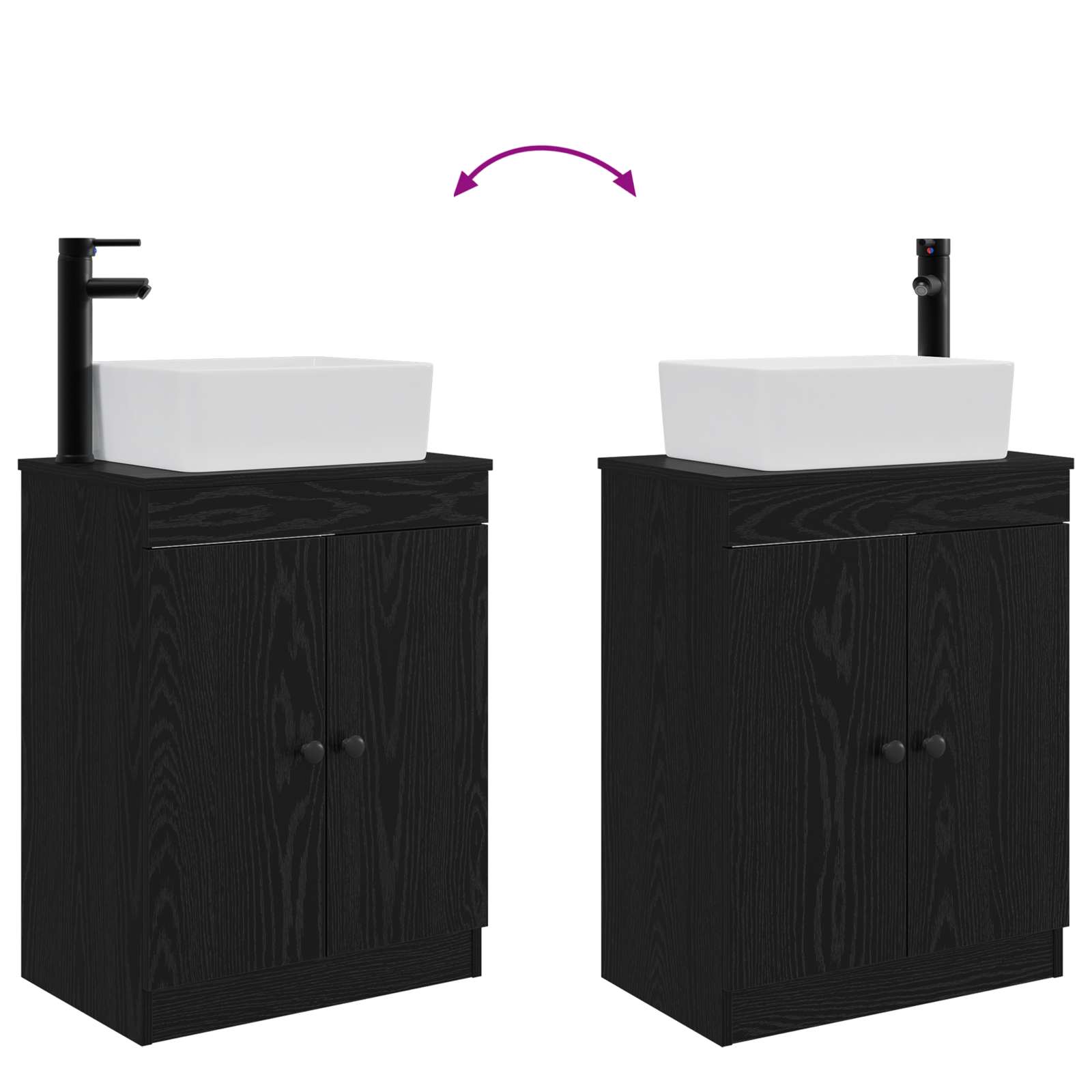 Meuble de salle de bain avec évier Noir 54 x 35 x 83 cm