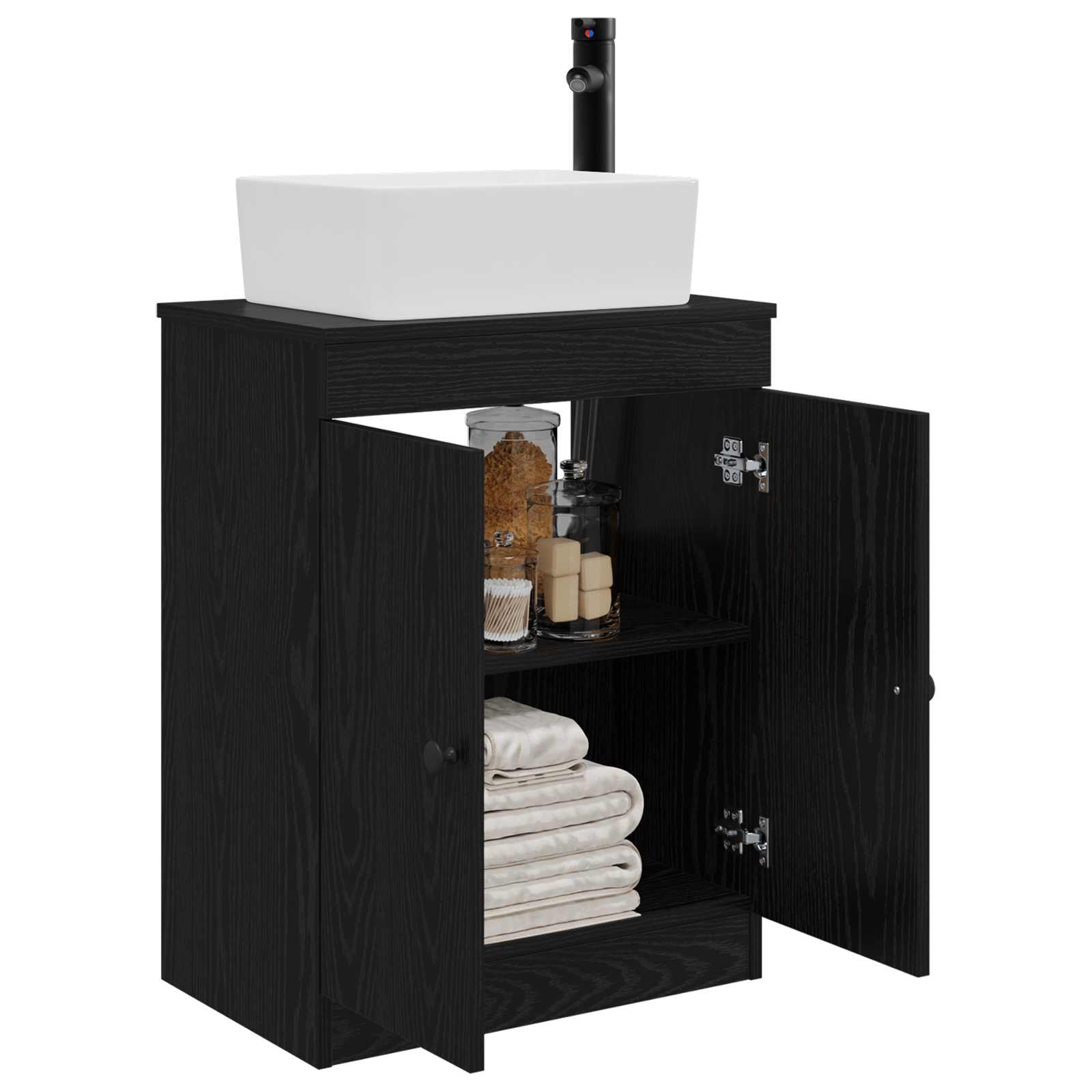 Meuble de salle de bain avec évier Noir 54 x 35 x 83 cm