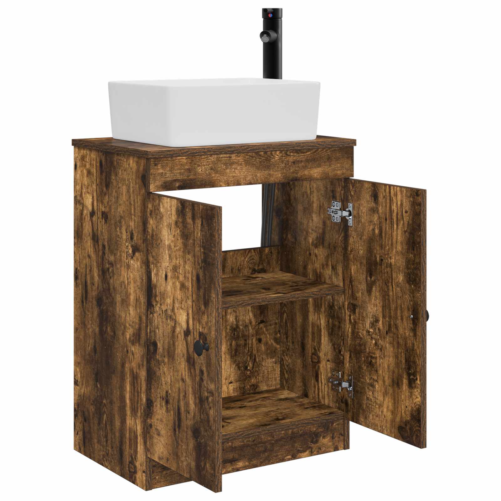 Meuble de salle de bain avec évier Chêne fumé 54 x 35 x 83 cm