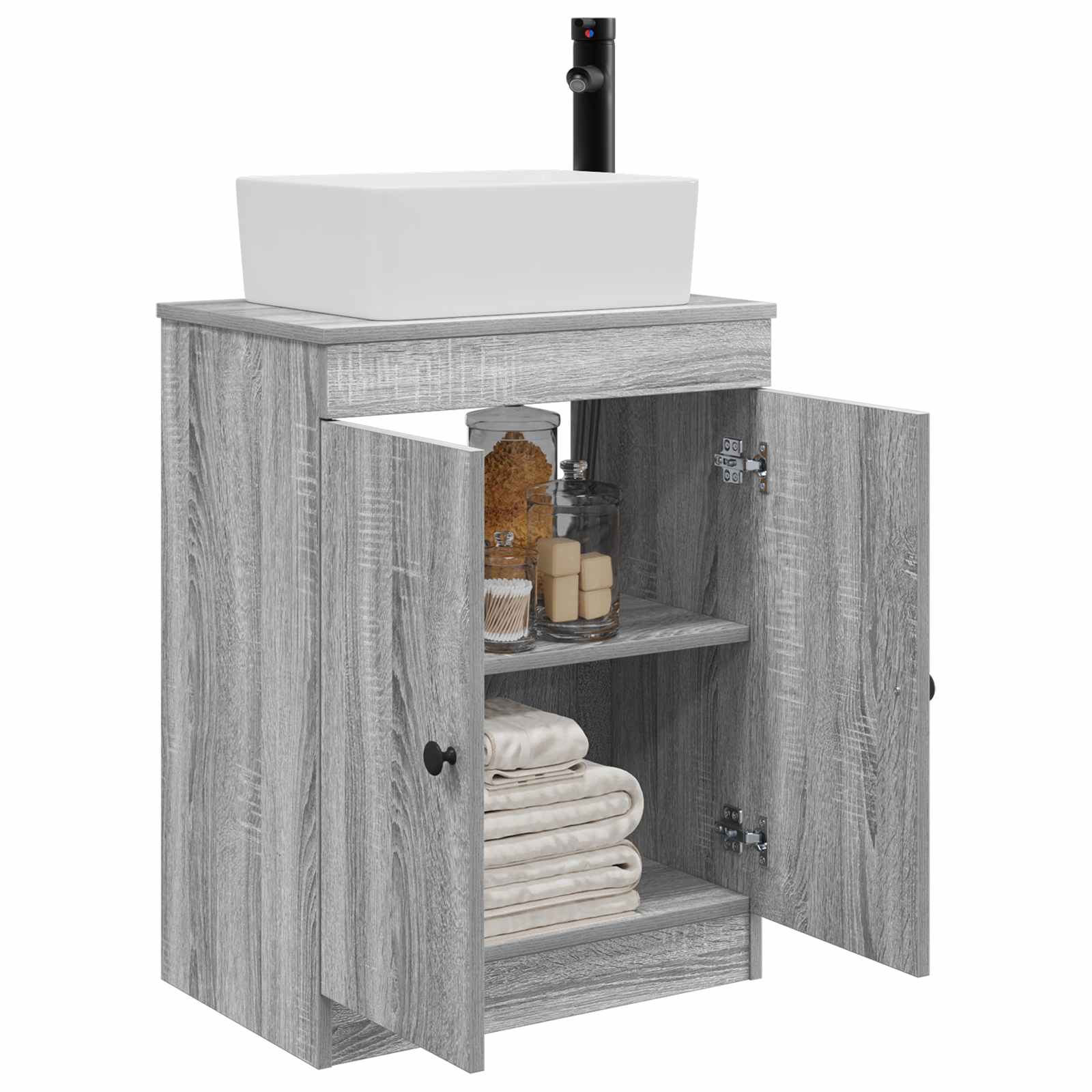 Meuble de salle de bain avec évier Sonoma gris 54 x 35 x 83 cm