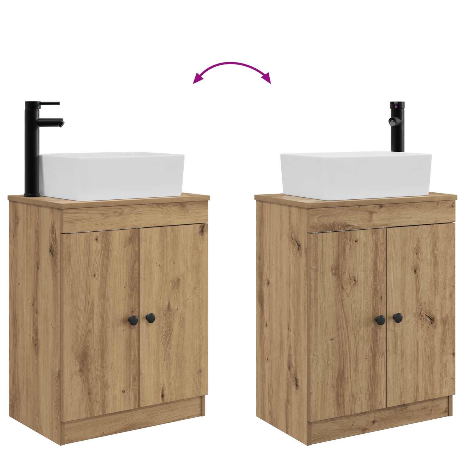 Meuble de salle de bain avec évier Chêne artisanal