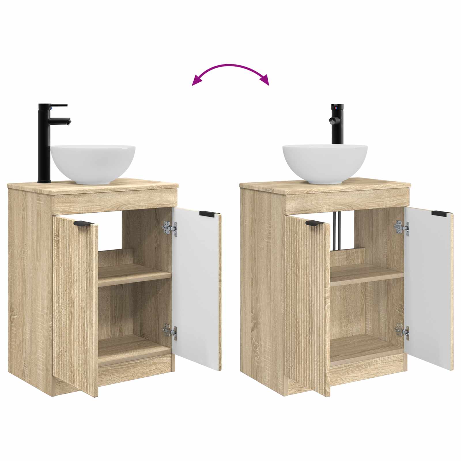 Meuble de salle de bain avec évier Chêne Sonoma 54 x 35 x 83 cm - XIOS