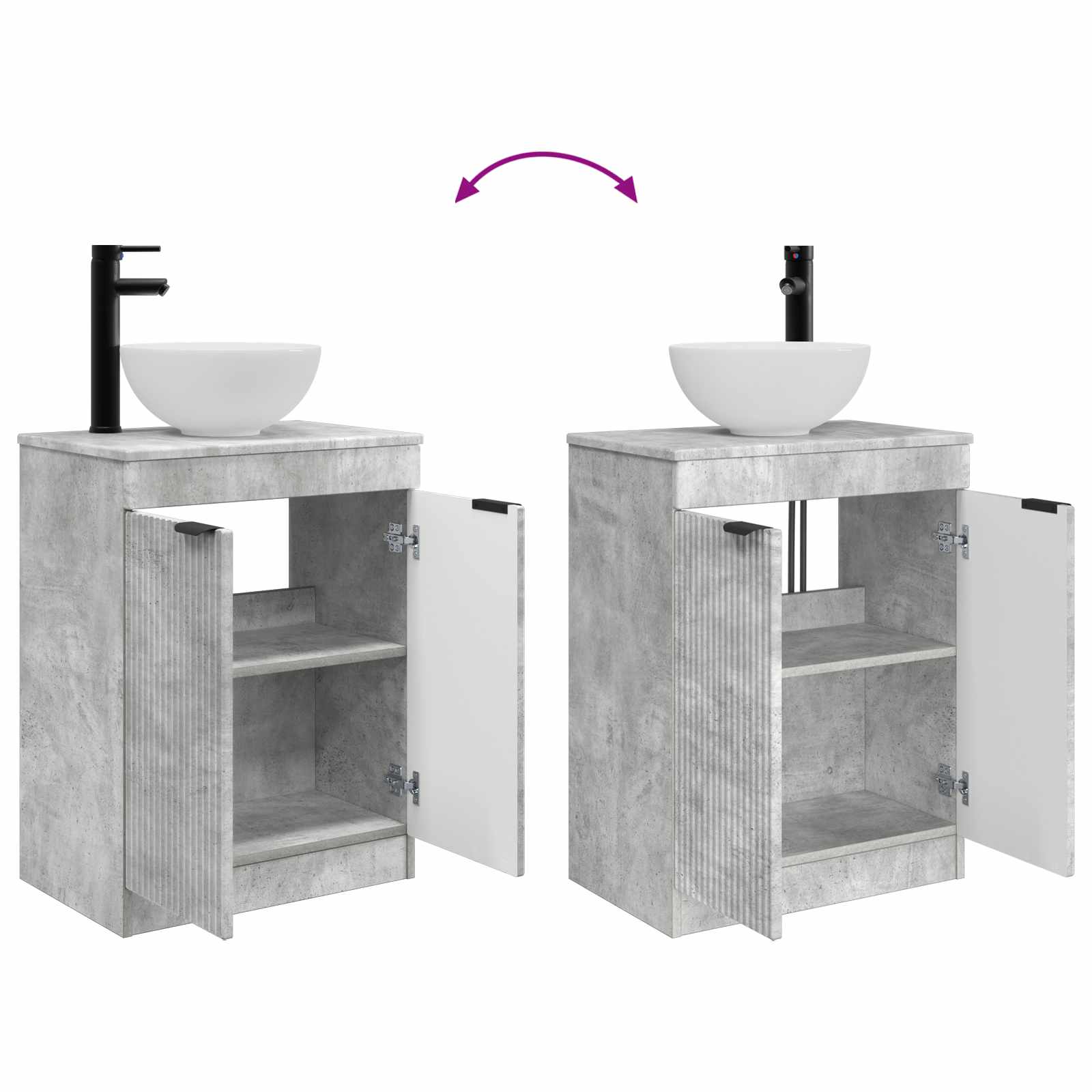 Meuble de salle de bain avec évier Gris béton 54 x 35 x 83 cm