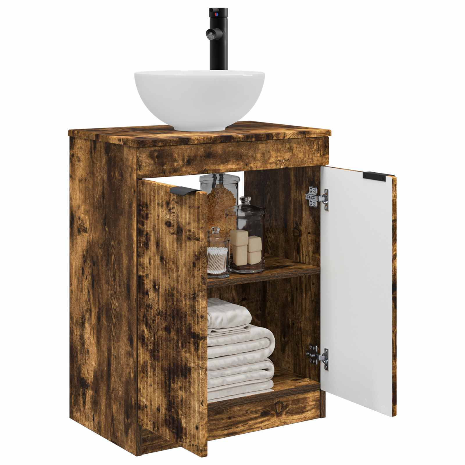 Meuble de salle de bain avec évier Chêne fumé 54 x 35 x 83 cm