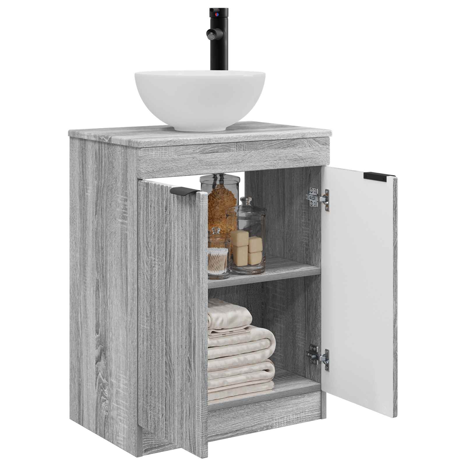 Meuble de salle de bain avec évier Sonoma gris 54 x 35 x 83 cm
