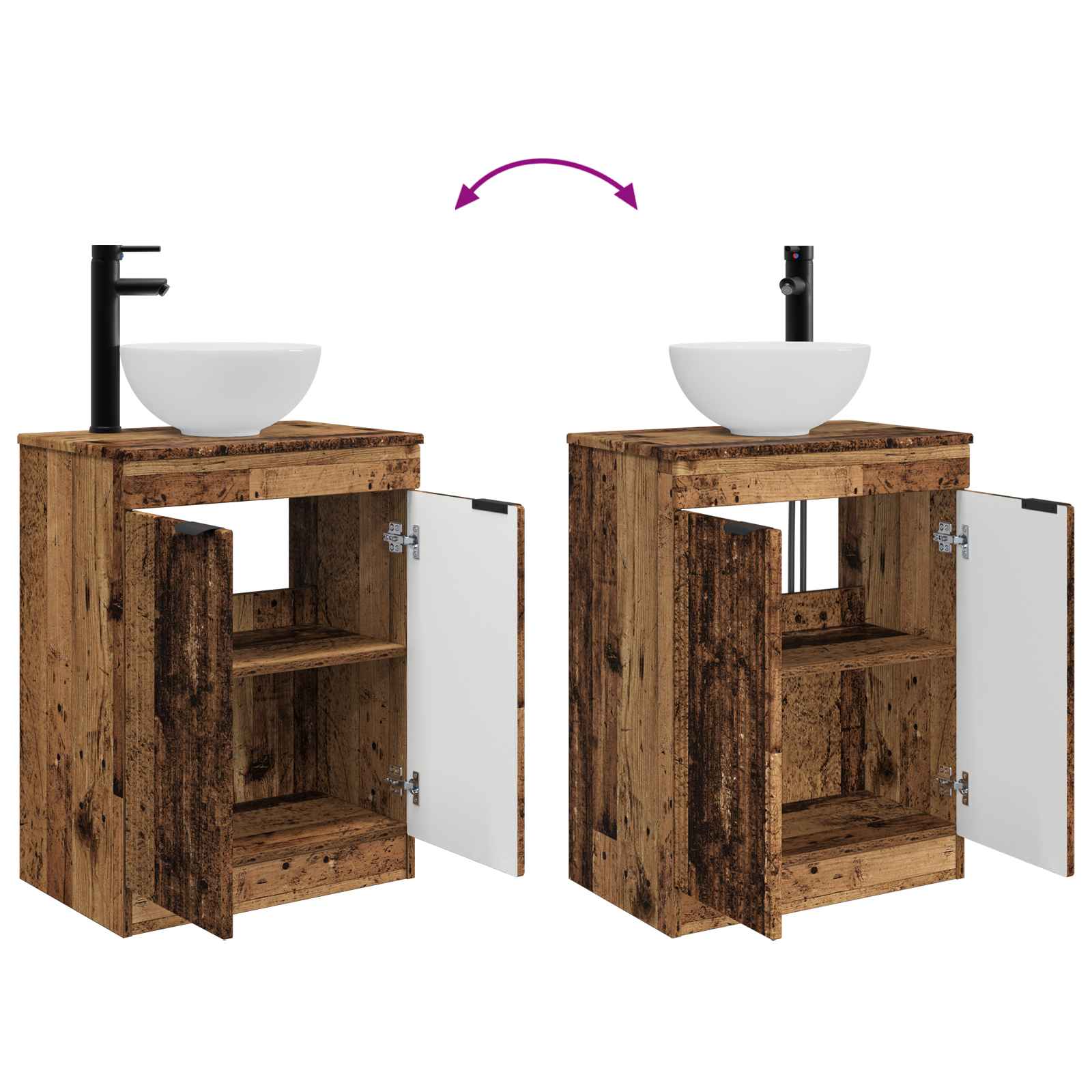 Meuble de salle de bain avec évier Bois ancien 54 x 35 x 83 cm - XIOS