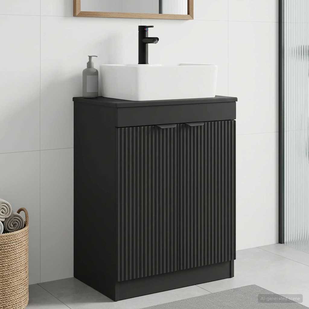 Meuble de salle de bain avec évier Noir 54 x 35 x 83 cm
