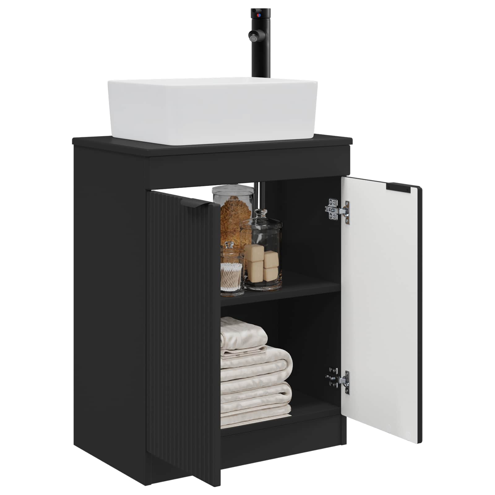 Meuble de salle de bain avec évier Noir 54 x 35 x 83 cm