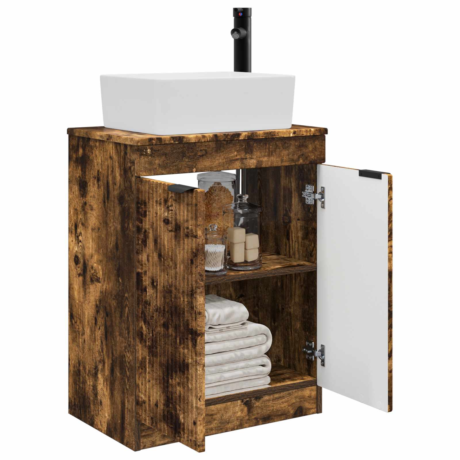 Meuble de salle de bain avec évier Chêne fumé 54 x 35 x 83 cm