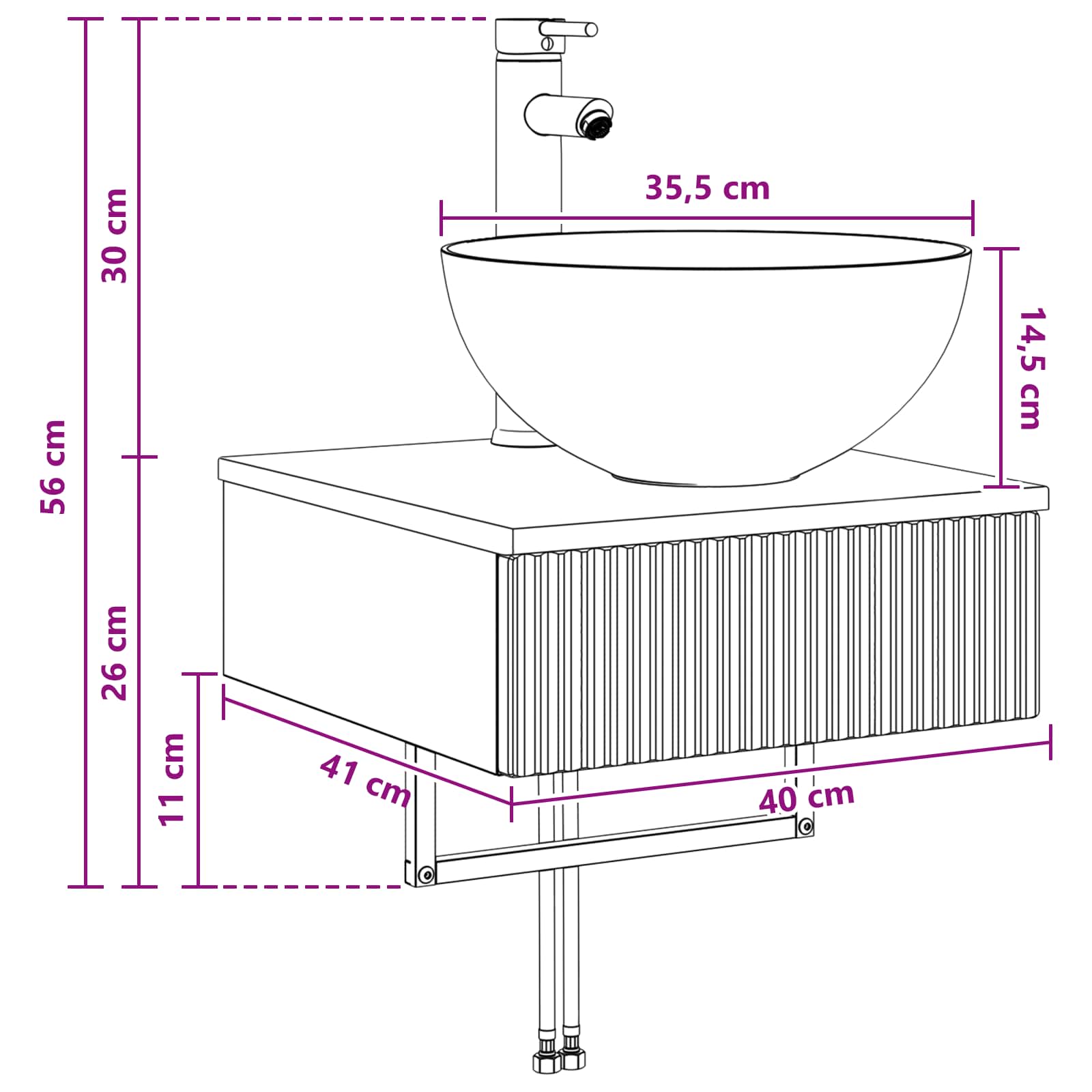 Basin de lavage mural Blanc brillant 40 x 41 x 40,5 cm