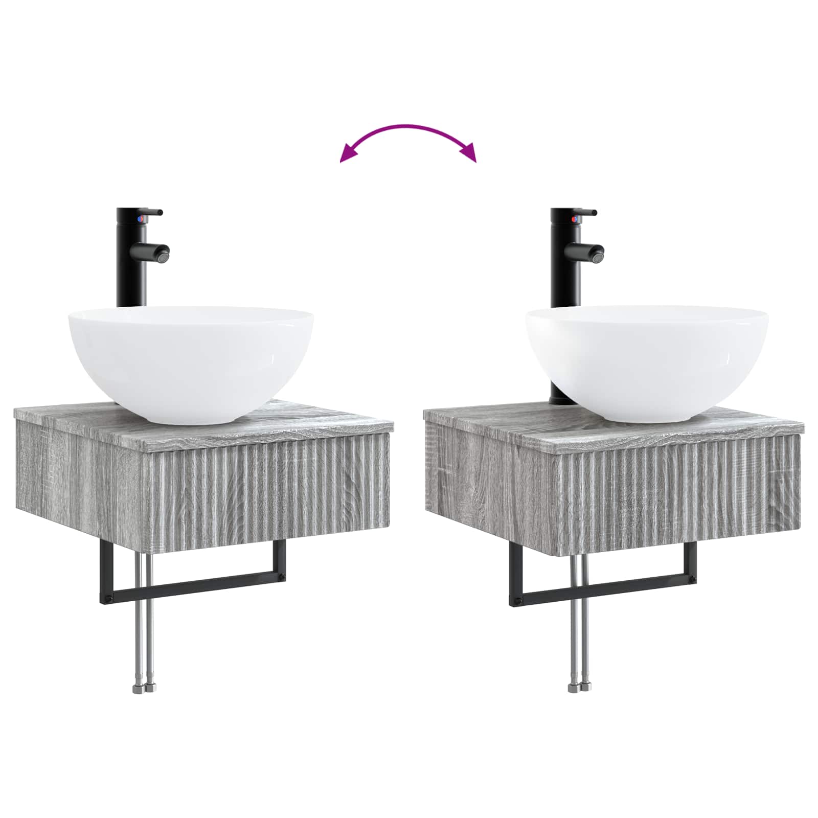 Basin de lavage mural Sonoma gris 40 x 41 x 40,5 cm