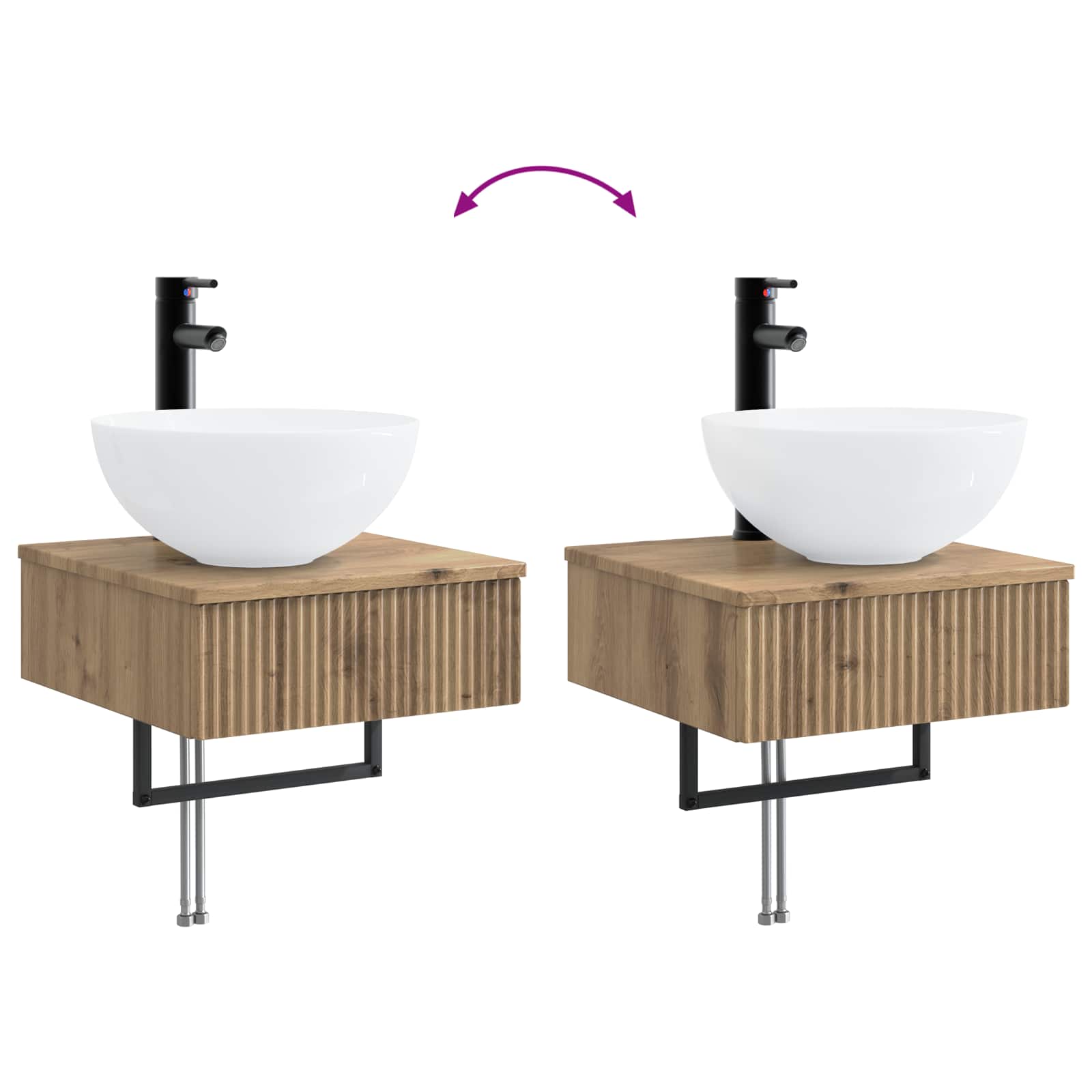 Basin de lavage mural Chêne artisanal 40 x 41 x 40,5 cm - XIOS