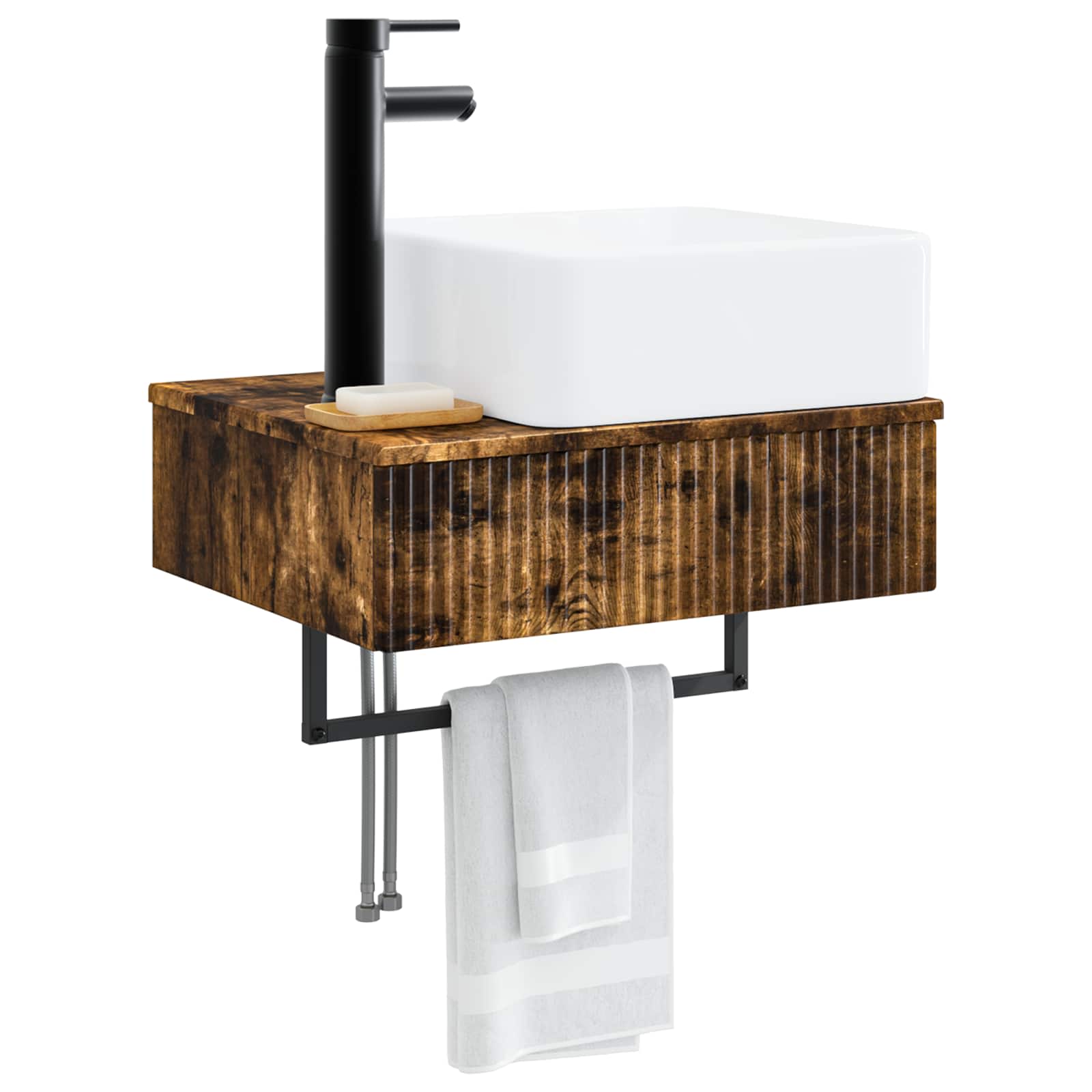 Basin de lavage mural Chêne fumé 50 x 41 x 39 cm
