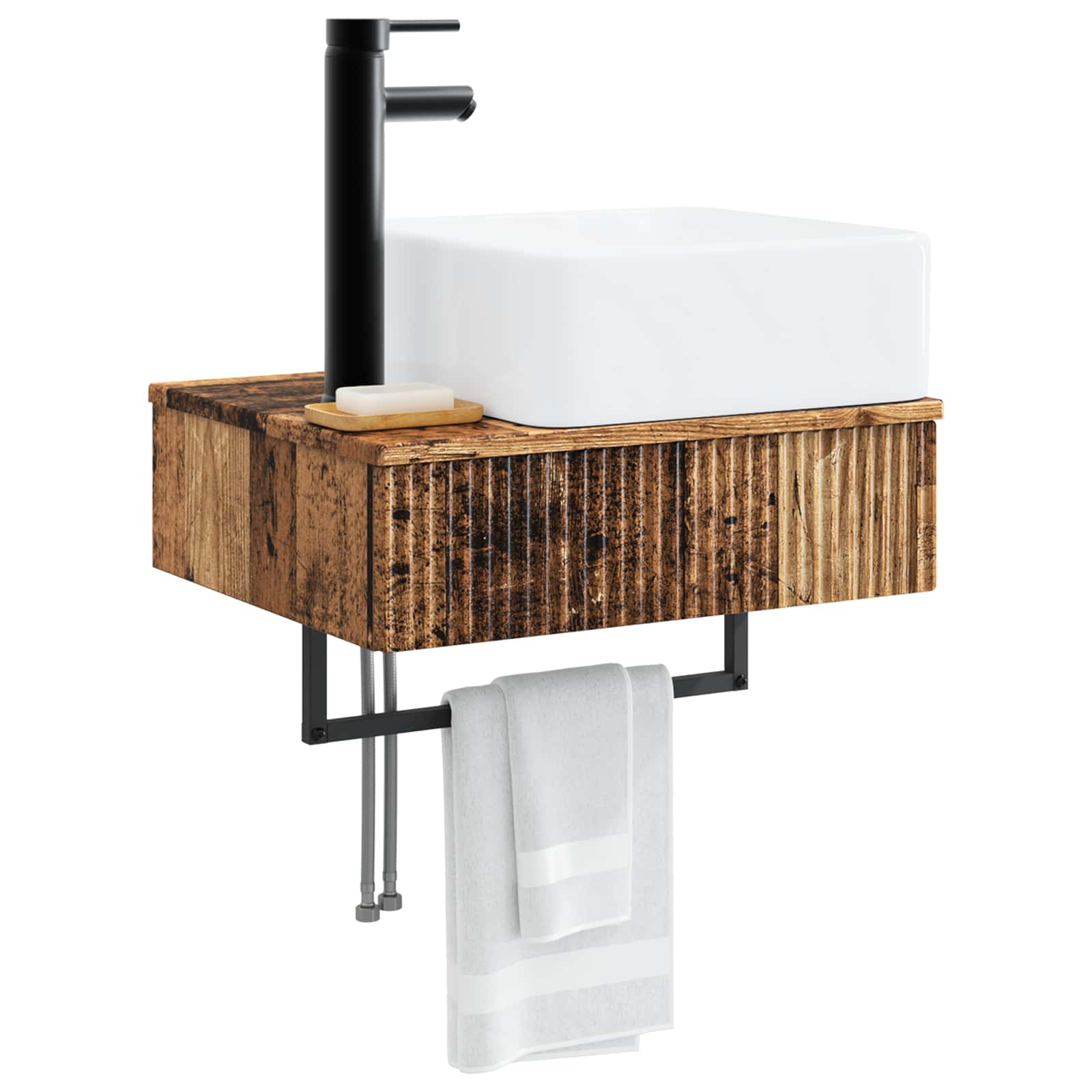 Basin de lavage mural Bois ancien 50 x 41 x 39 cm