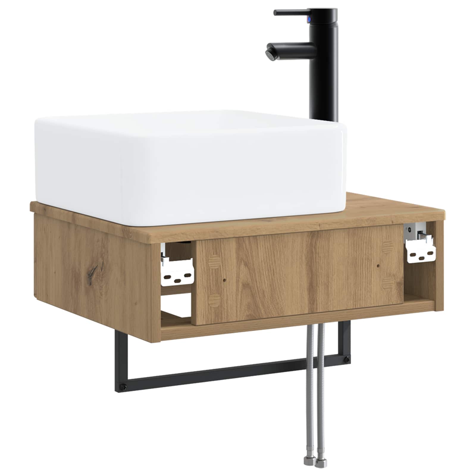 Basin de lavage mural Chêne artisanal 50 x 41 x 39 cm
