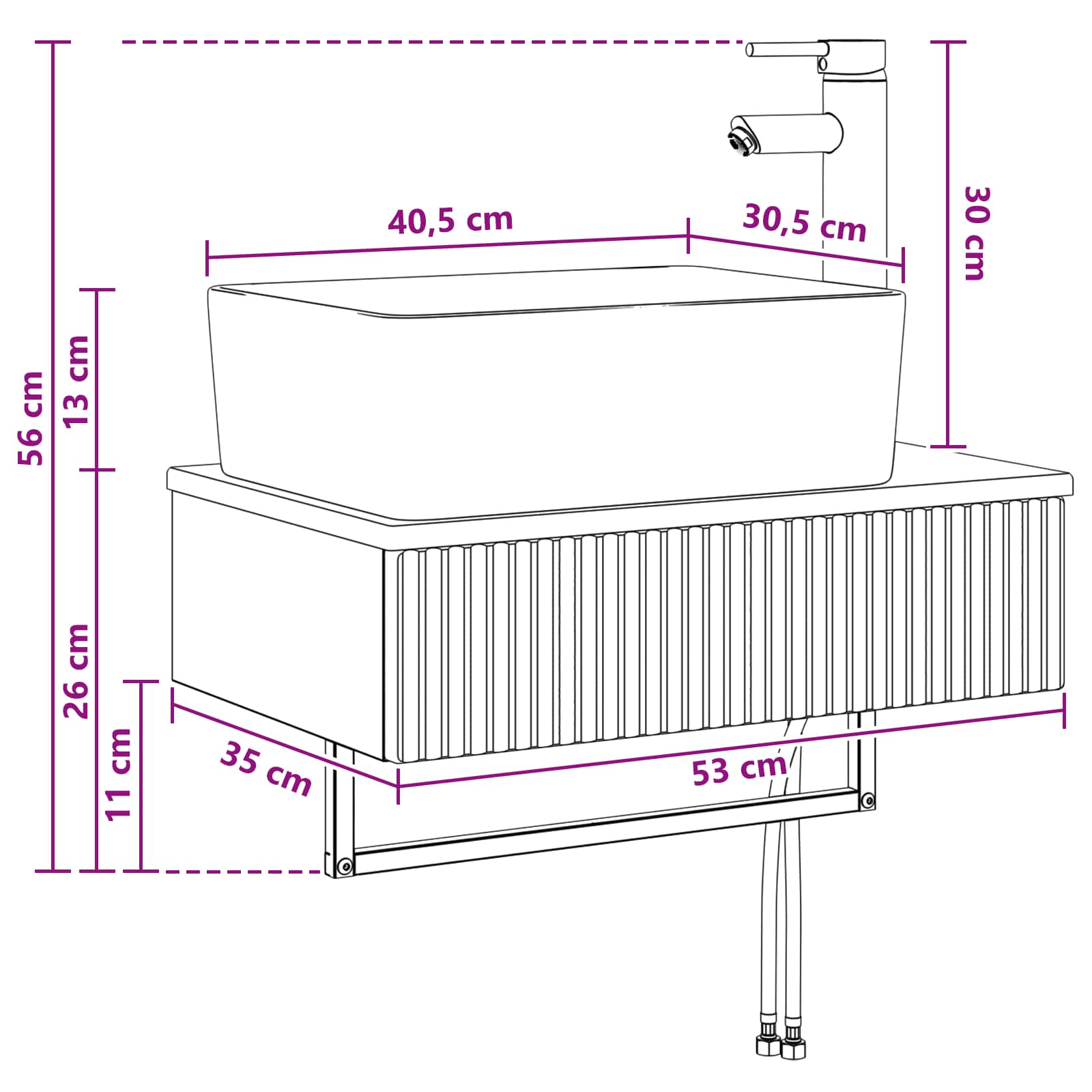 Basin de lavage mural Sonoma gris 53 x 35 x 39 cm