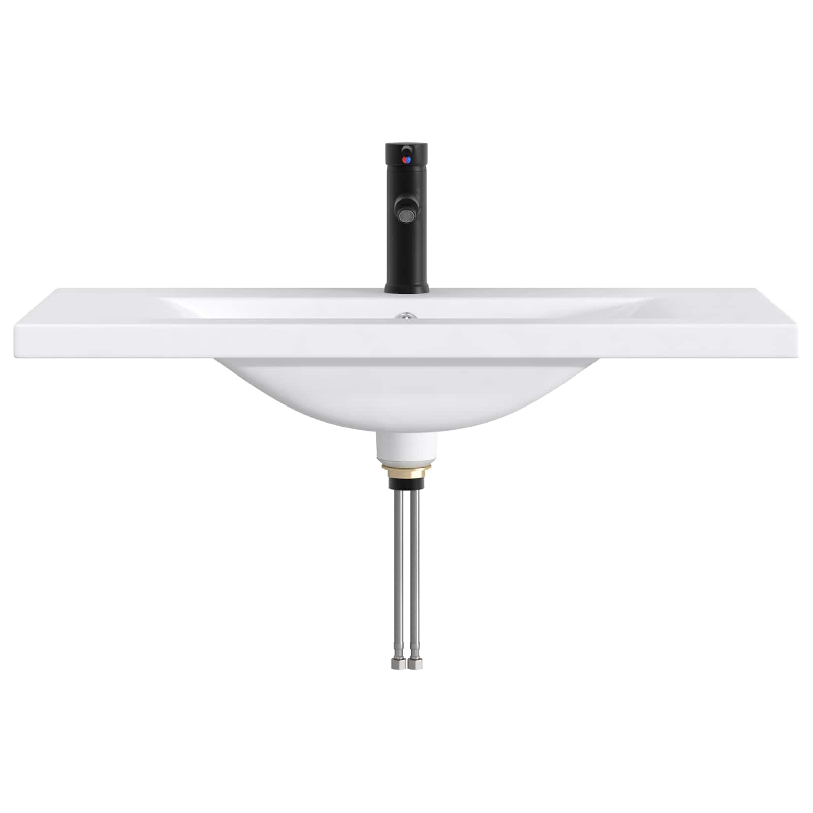Lavabo de salle de bains Noir Mat 81 x 40 x 17,5 cm métal