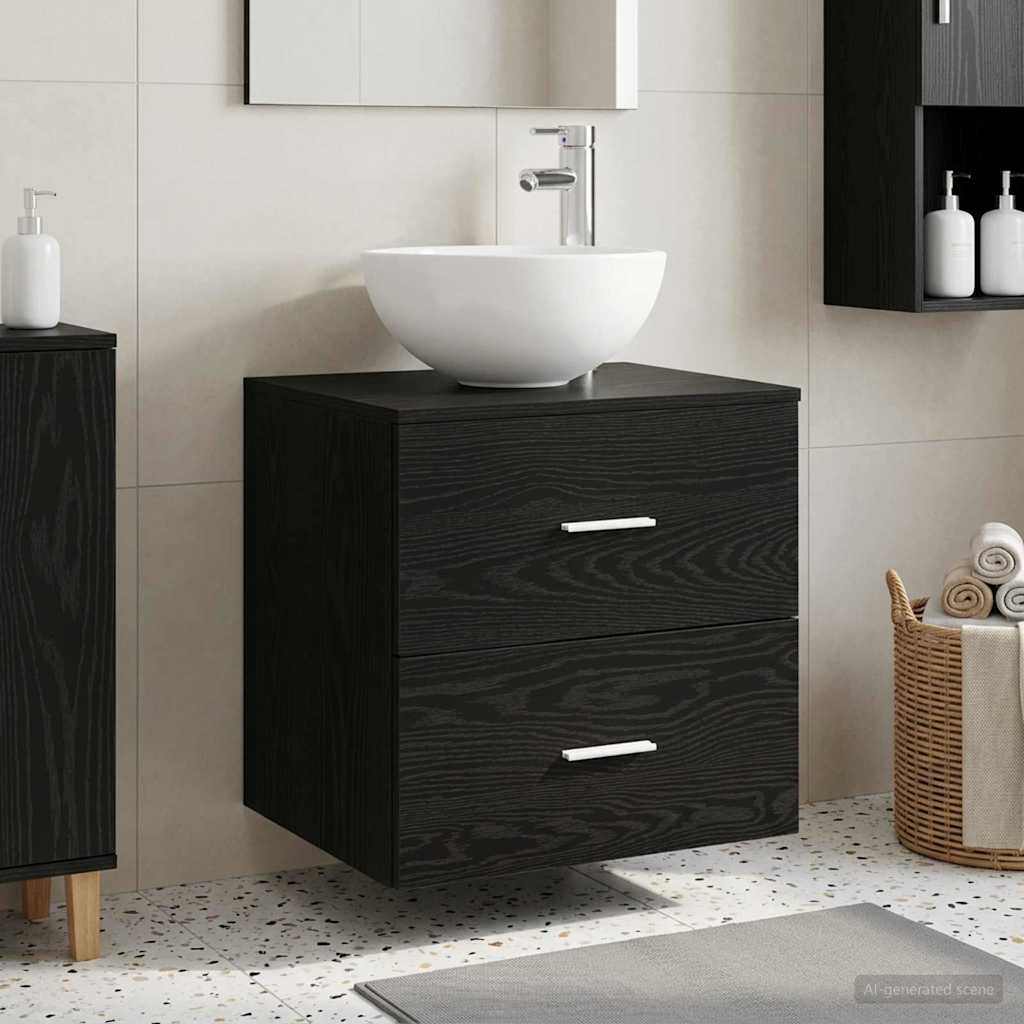 Meuble lavabo mural Chêne noir 49,5 x 35 x 63 cm