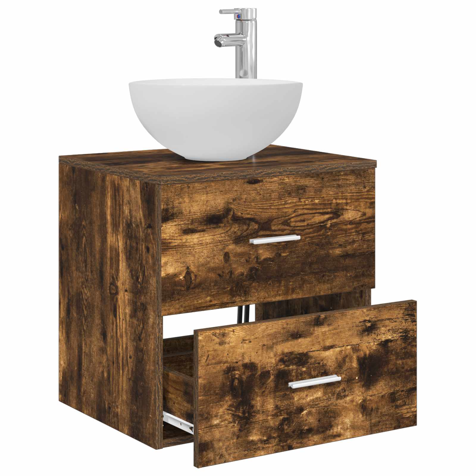 Meuble lavabo mural Chêne fumé 49,5 x 35 x 63 cm