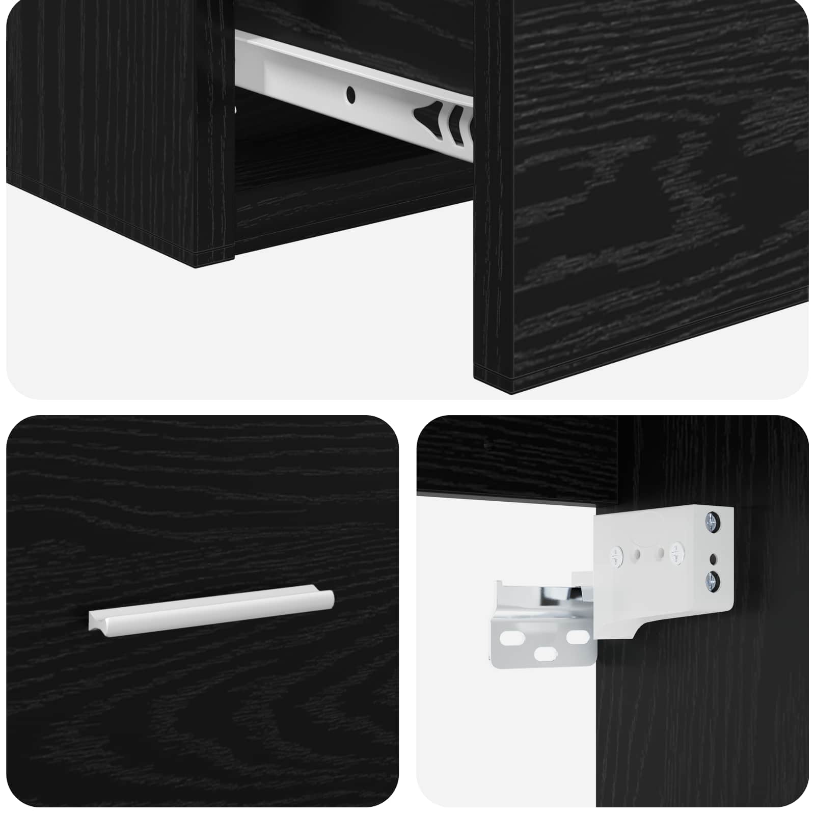 Vanité de lavabo mural Chêne noir 49,5 x 41 x 64,5 cm