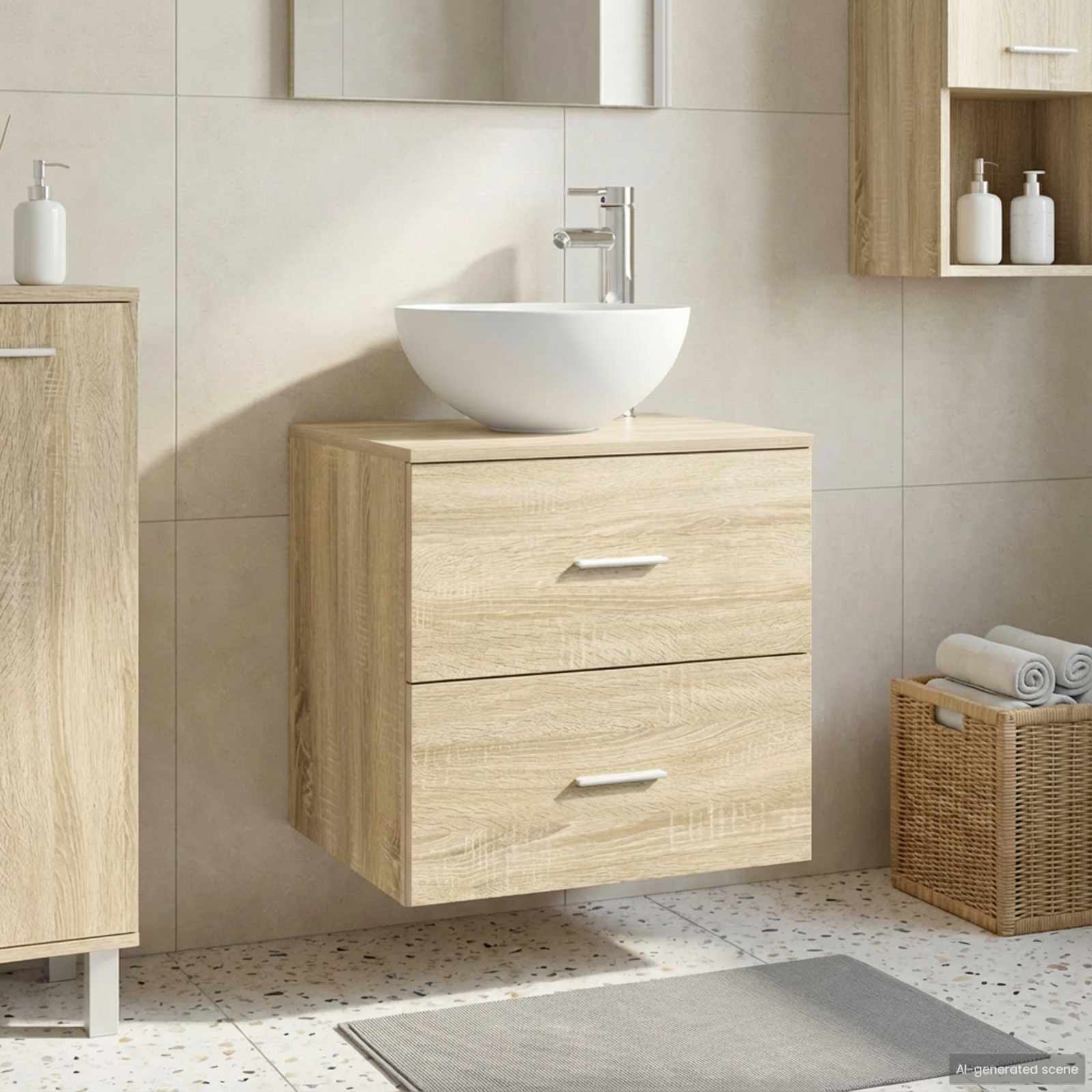 Vanité de lavabo mural Chêne Sonoma 49,5 x 41 x 64,5 cm