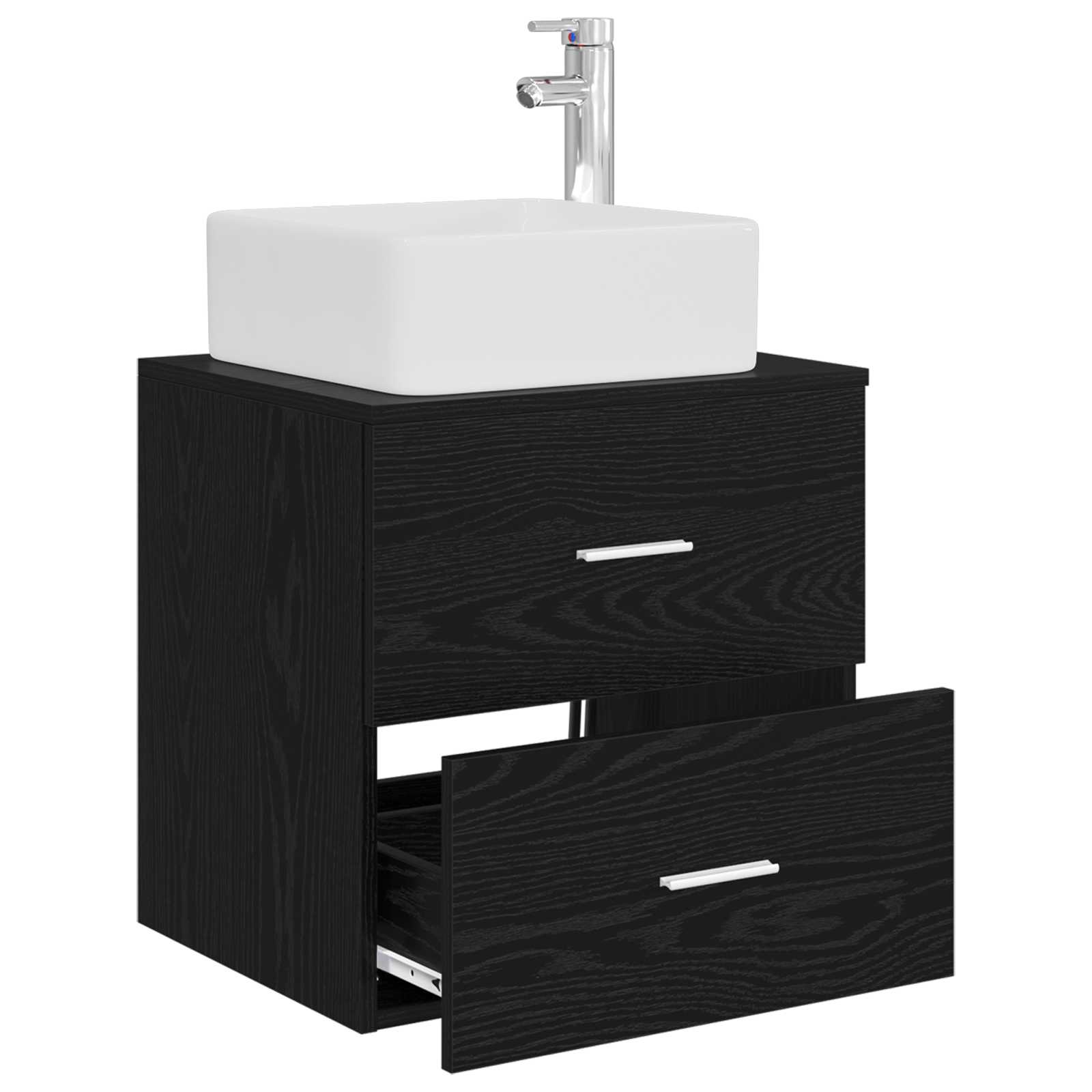 Vanité de lavabo mural Chêne noir 49,5 x 41 x 63 cm