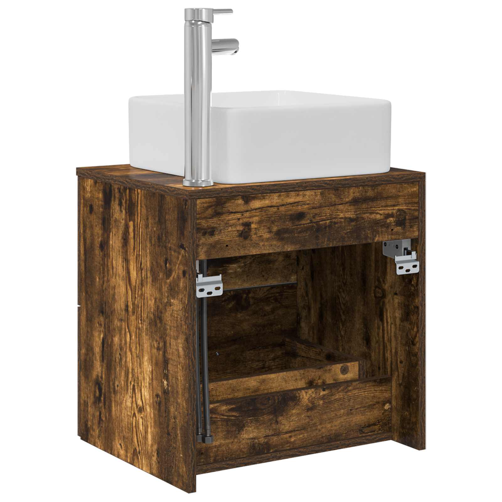 Vanité de lavabo mural Chêne fumé 49,5 x 41 x 63 cm