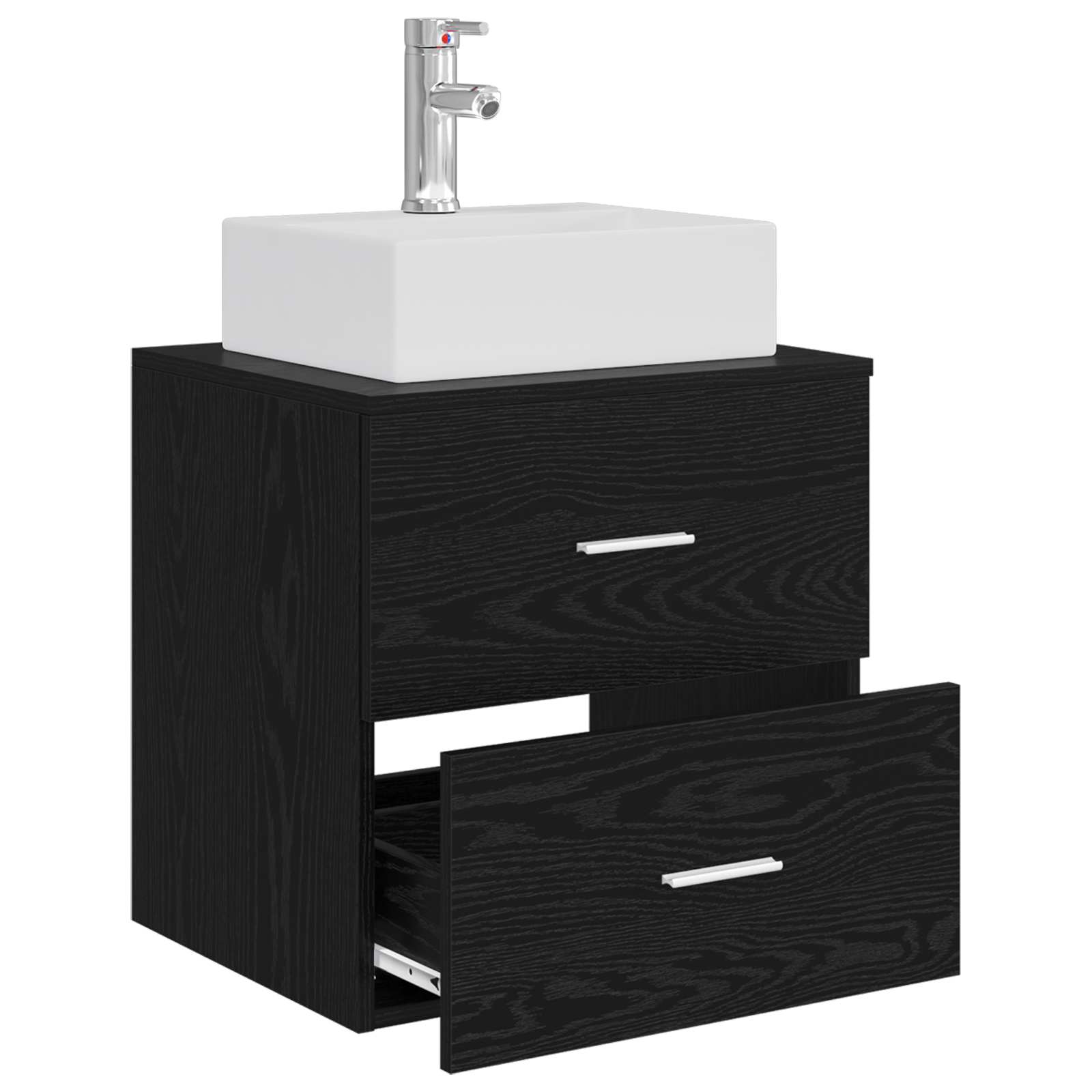 Vanité de lavabo mural Chêne noir 49,5 x 41 x 62,5 cm