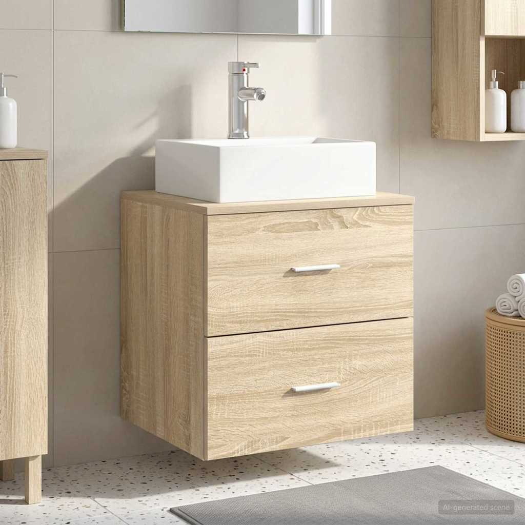 Vanité de lavabo mural Chêne Sonoma 49,5 x 41 x 62,5 cm