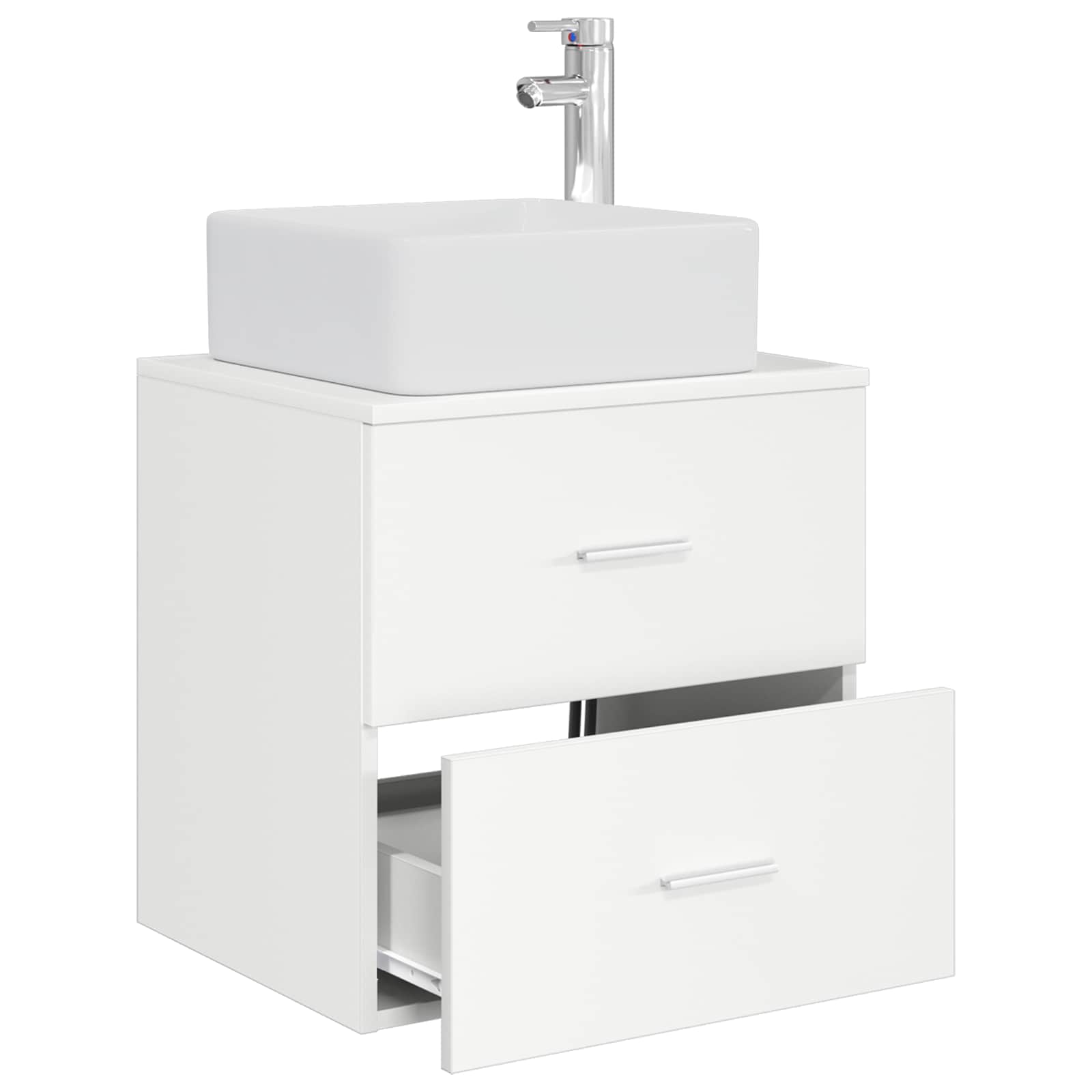 Vanité de lavabo mural Blanc 53 x 34,5 x 63 cm
