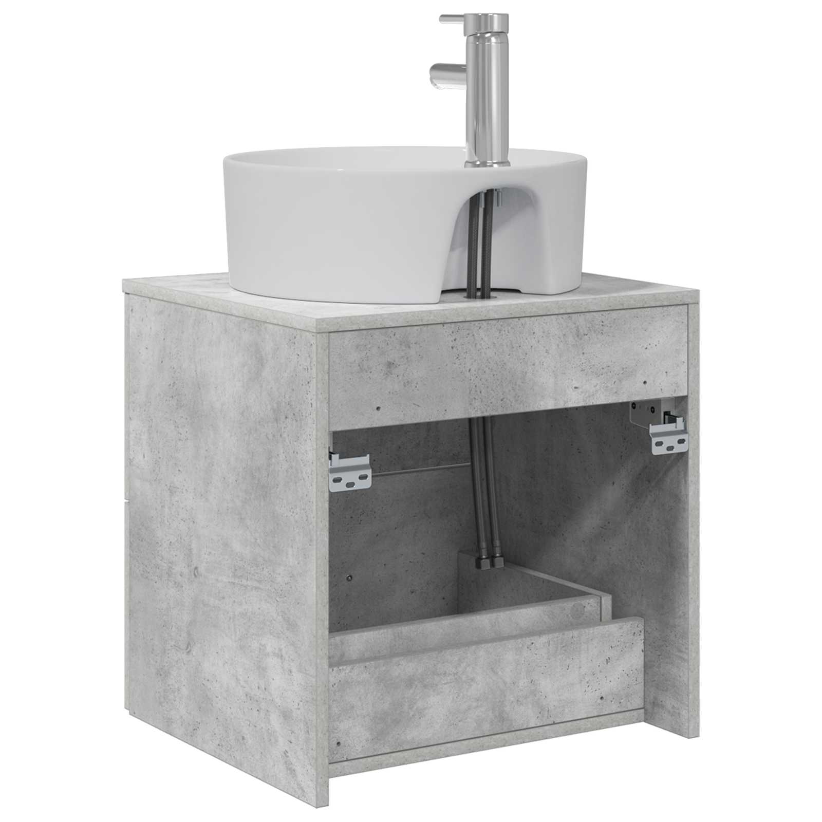 Vanité de lavabo mural Gris béton 49,5 x 44,5 x 65 cm