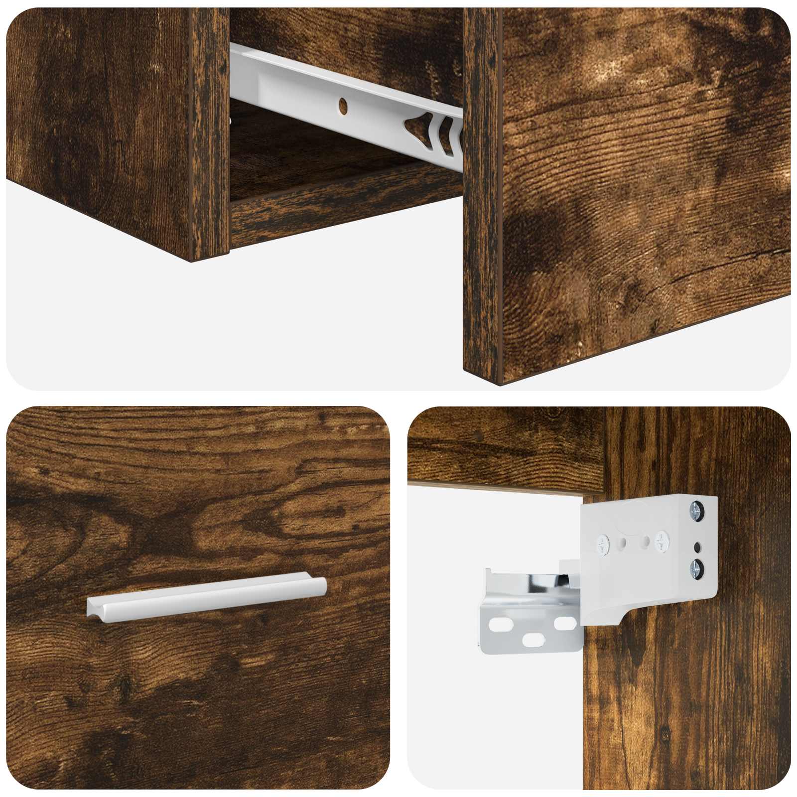 Vanité de lavabo mural Chêne fumé 49,5 x 44,5 x 65 cm
