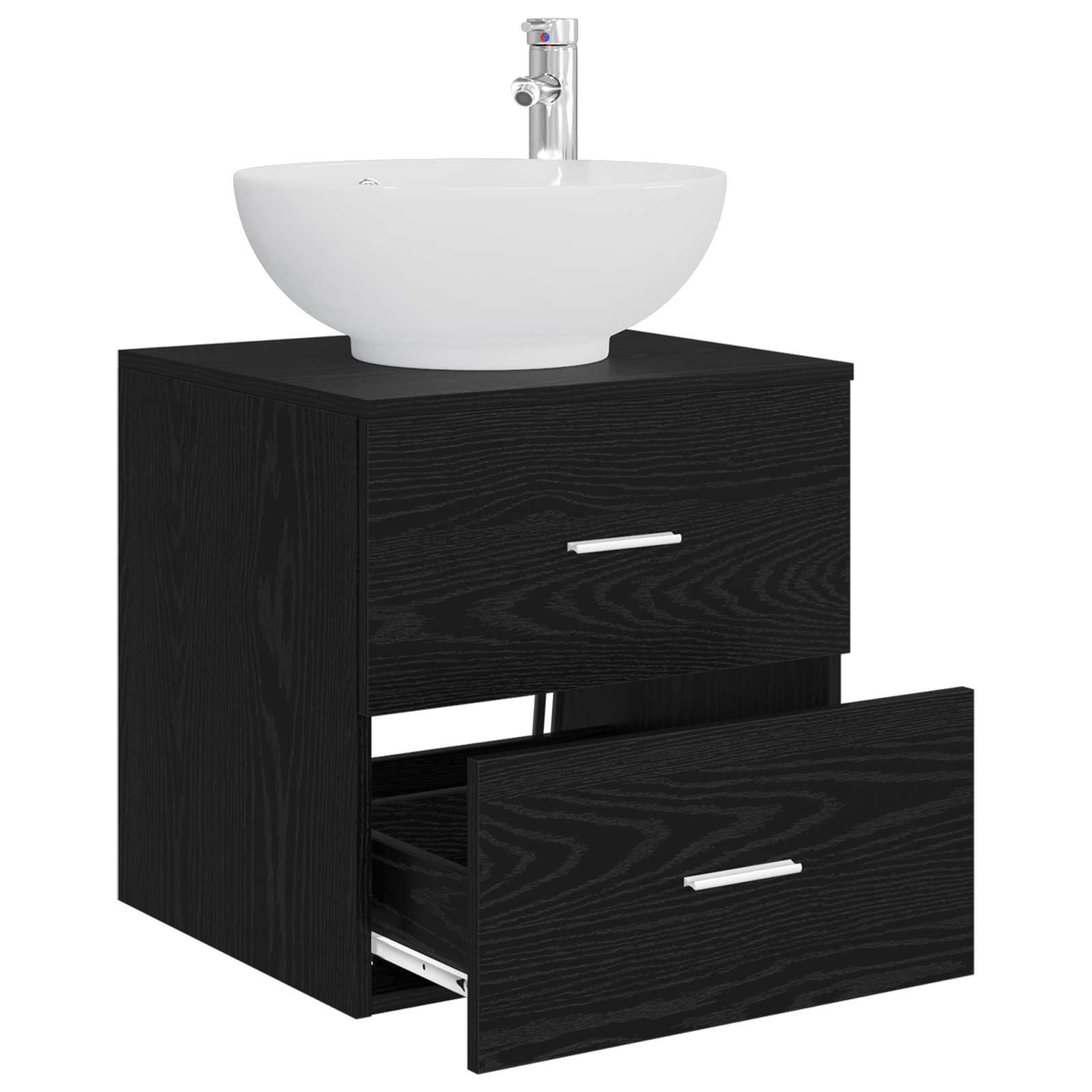 Vanité de lavabo mural Chêne noir 49,5 x 44,5 x 66,5 cm