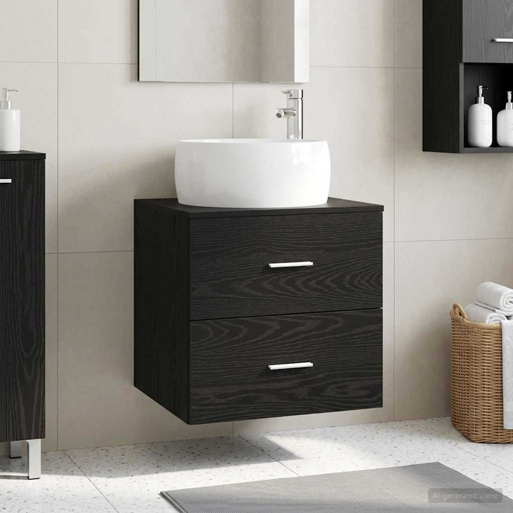 Vanité de lavabo mural Chêne noir 49,5 x 44,5 x 66 cm