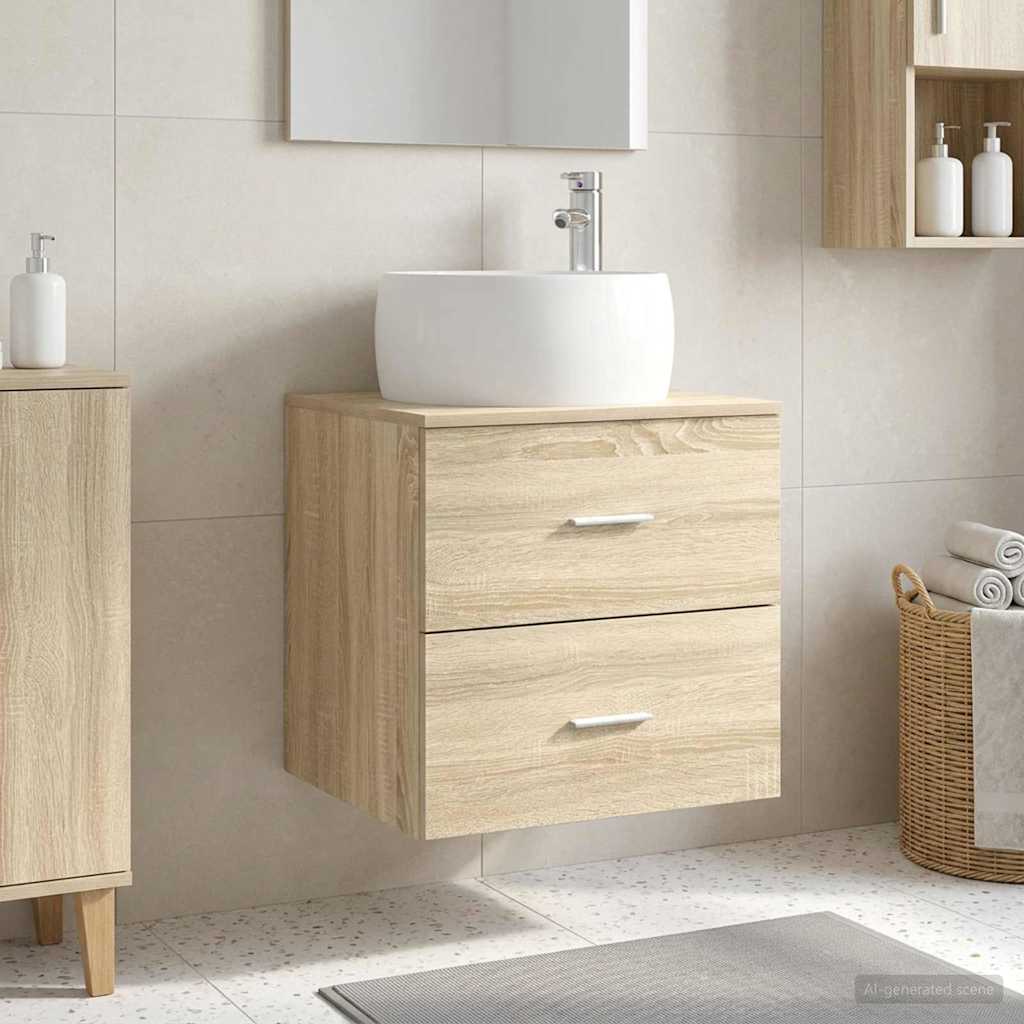 Vanité de lavabo mural Chêne Sonoma 49,5 x 44,5 x 66 cm