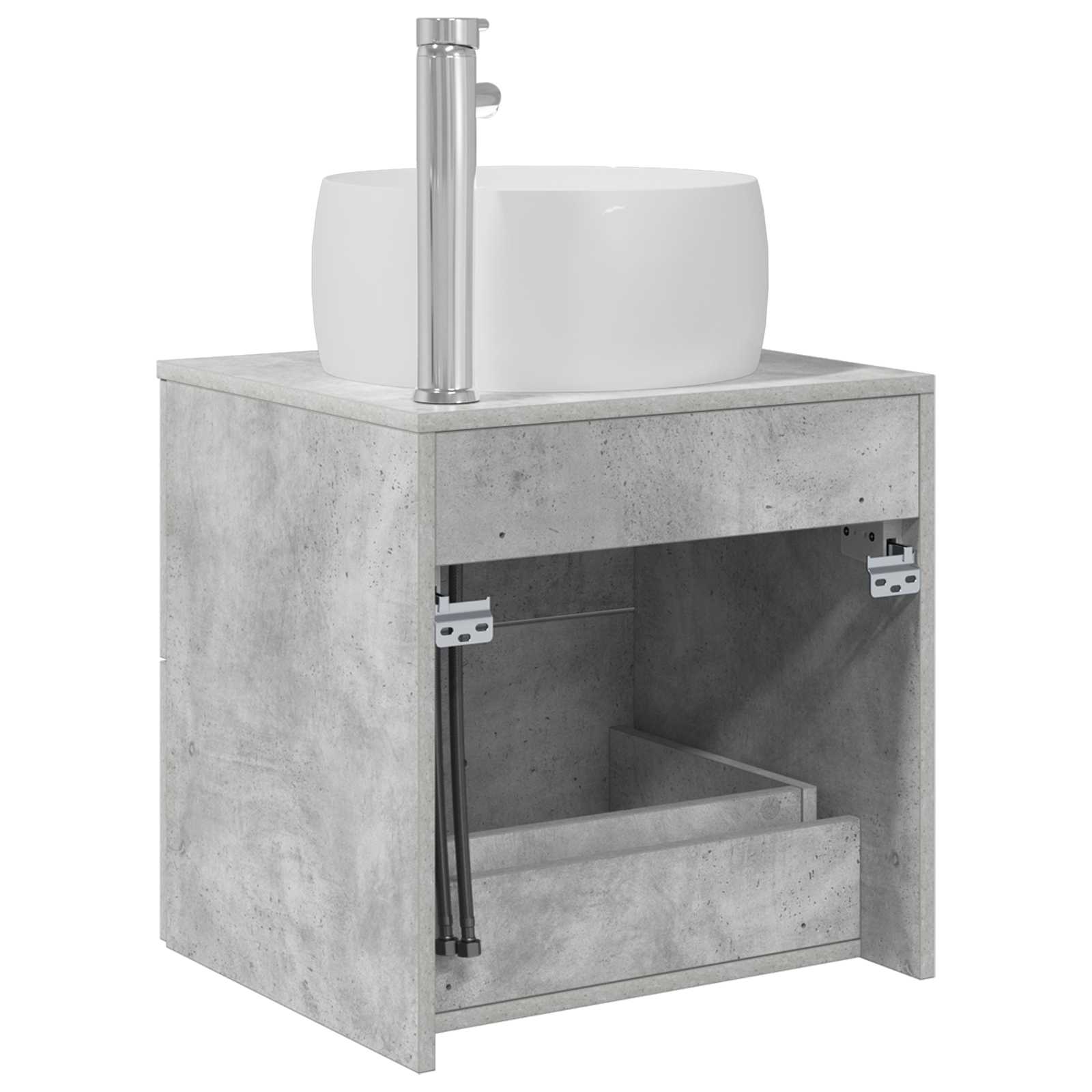 Vanité de lavabo mural Gris béton 49,5 x 44,5 x 66 cm