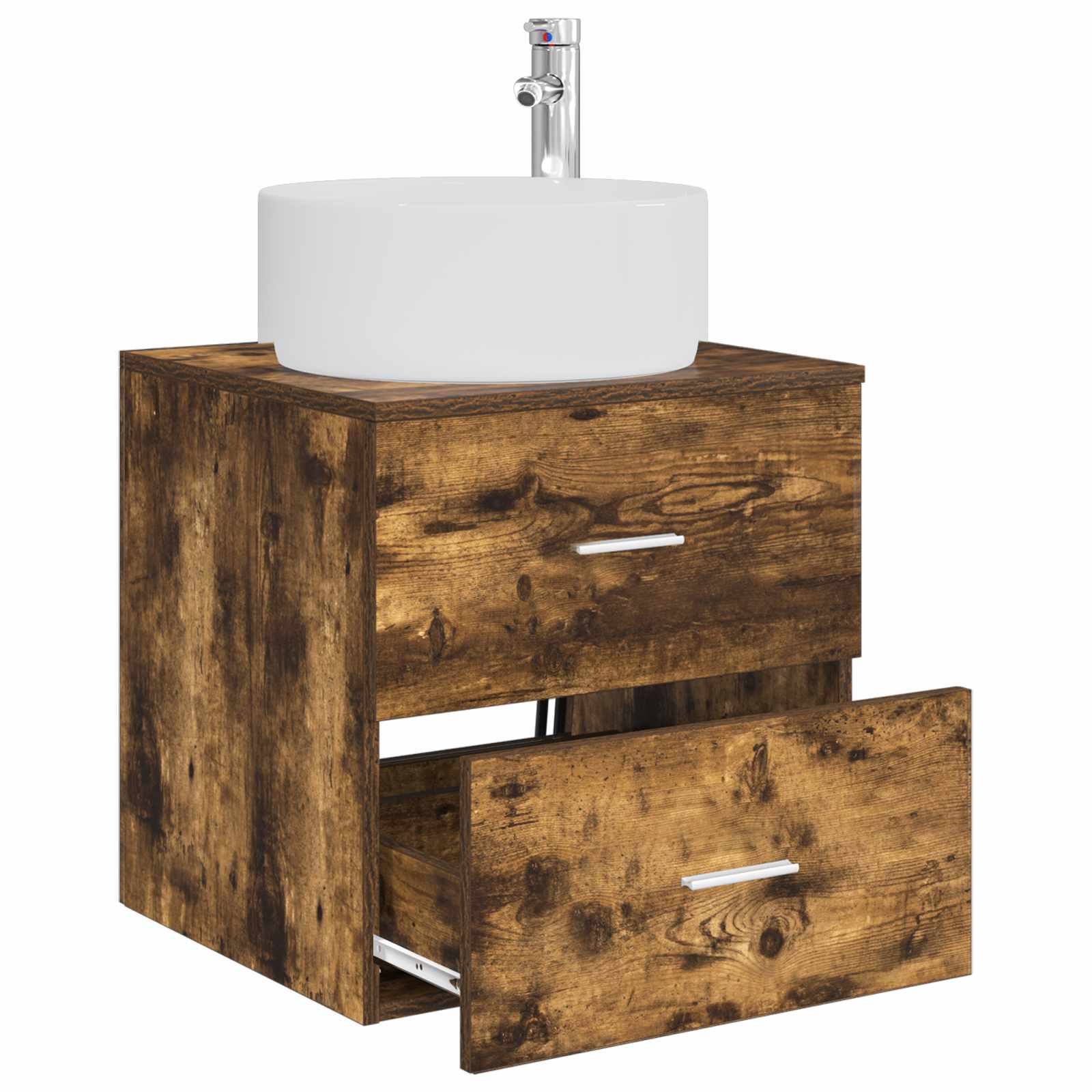 Vanité de lavabo mural Chêne fumé 49,5 x 44,5 x 65,5 cm
