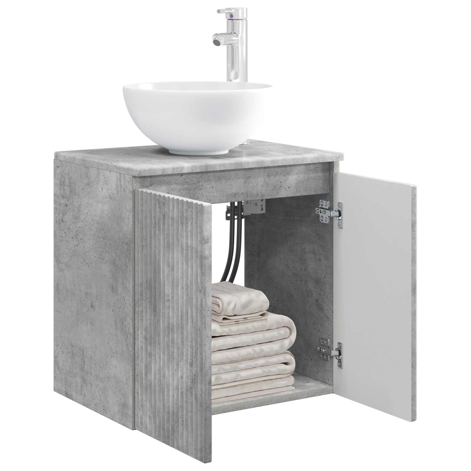 Vanité de lavabo mural Gris béton 49,5 x 35 x 63 cm