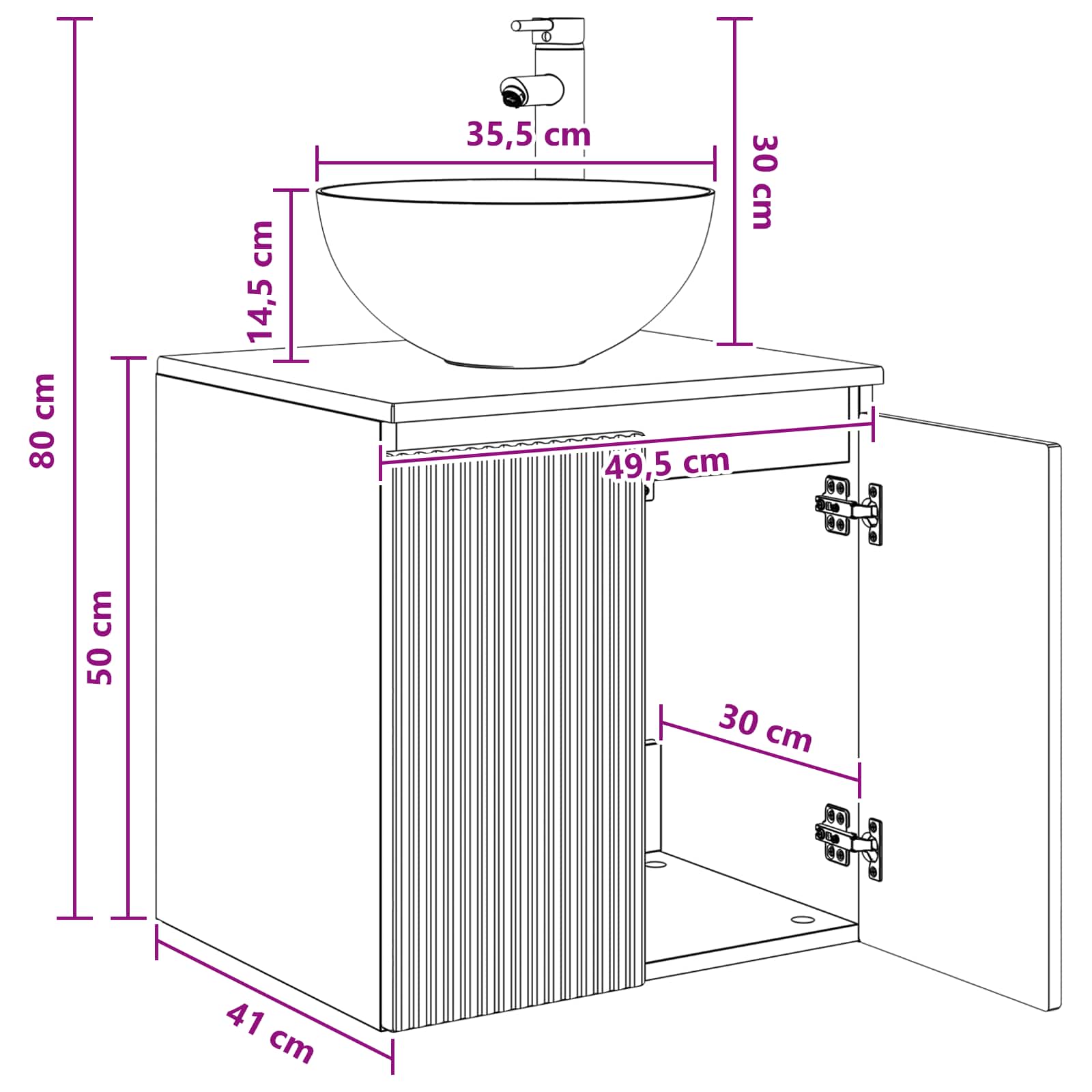 Vanité de lavabo mural Chêne Sonoma 49,5 x 41 x 64,5 cm