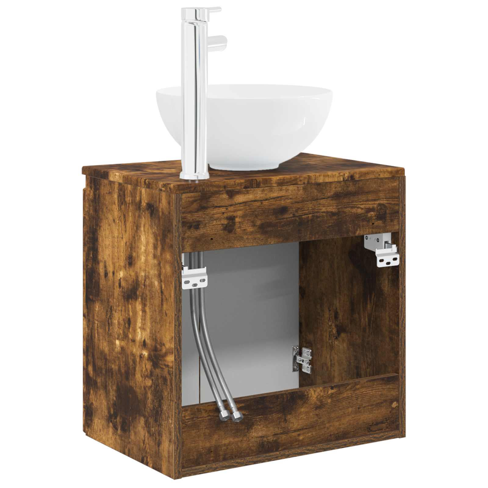 Vanité de lavabo mural Chêne fumé 49,5 x 41 x 64,5 cm