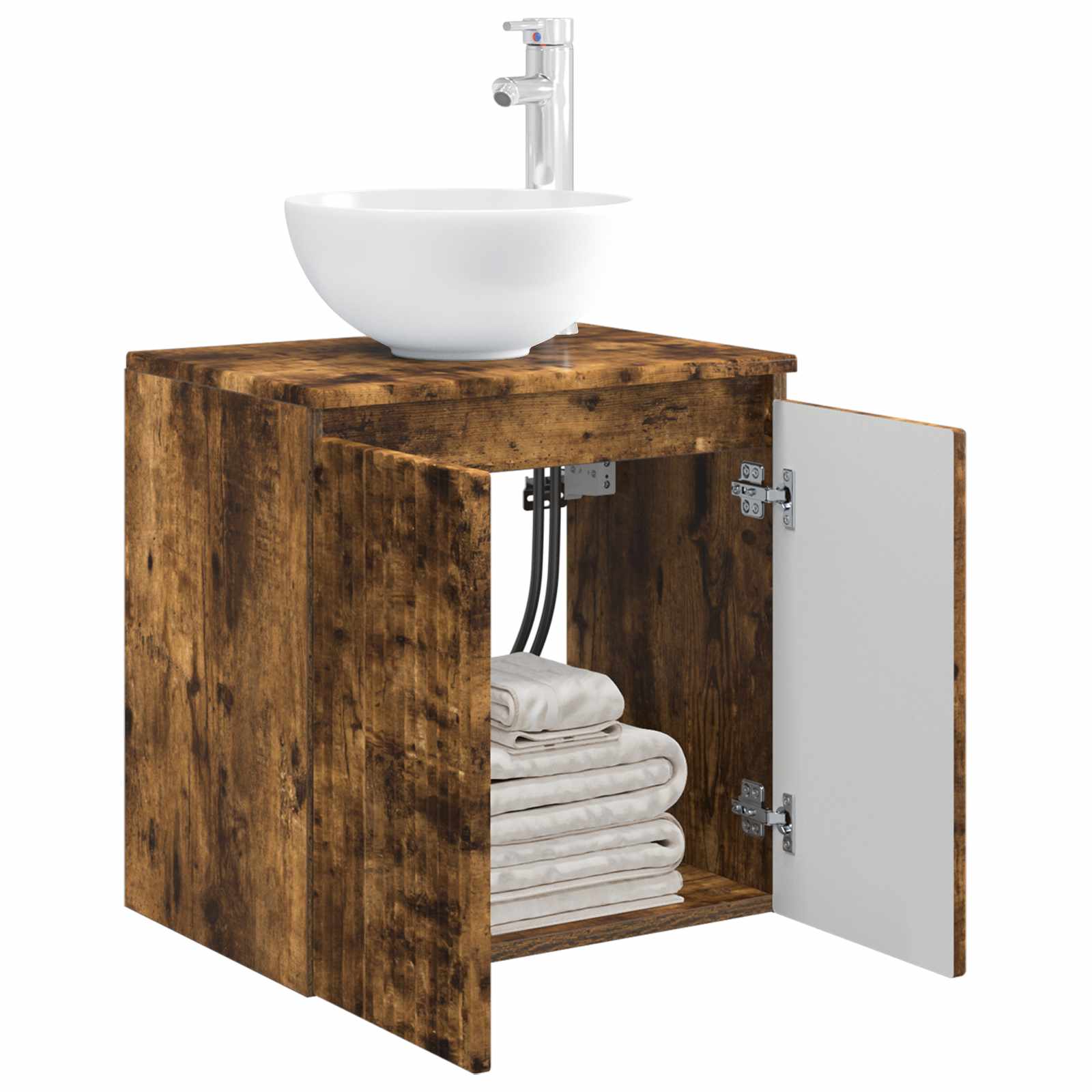 Vanité de lavabo mural Chêne fumé 49,5 x 41 x 64,5 cm