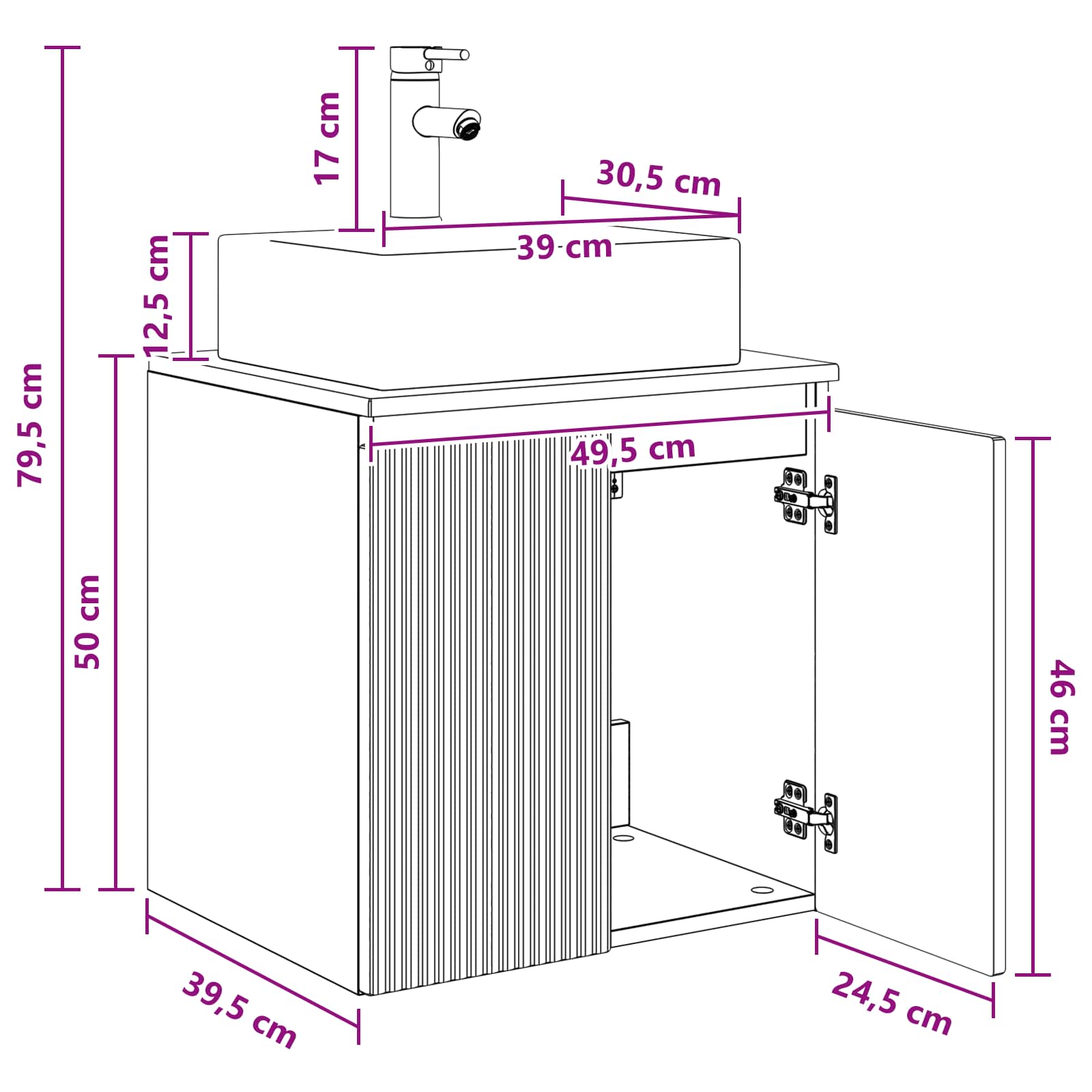 Vanité de lavabo mural Chêne Sonoma 49,5 x 41 x 62,5 cm - XIOS