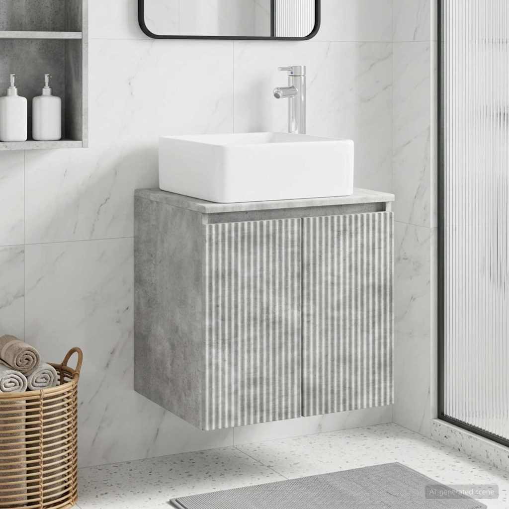 Vanité de lavabo mural Gris béton 53 x 35 x 63 cm